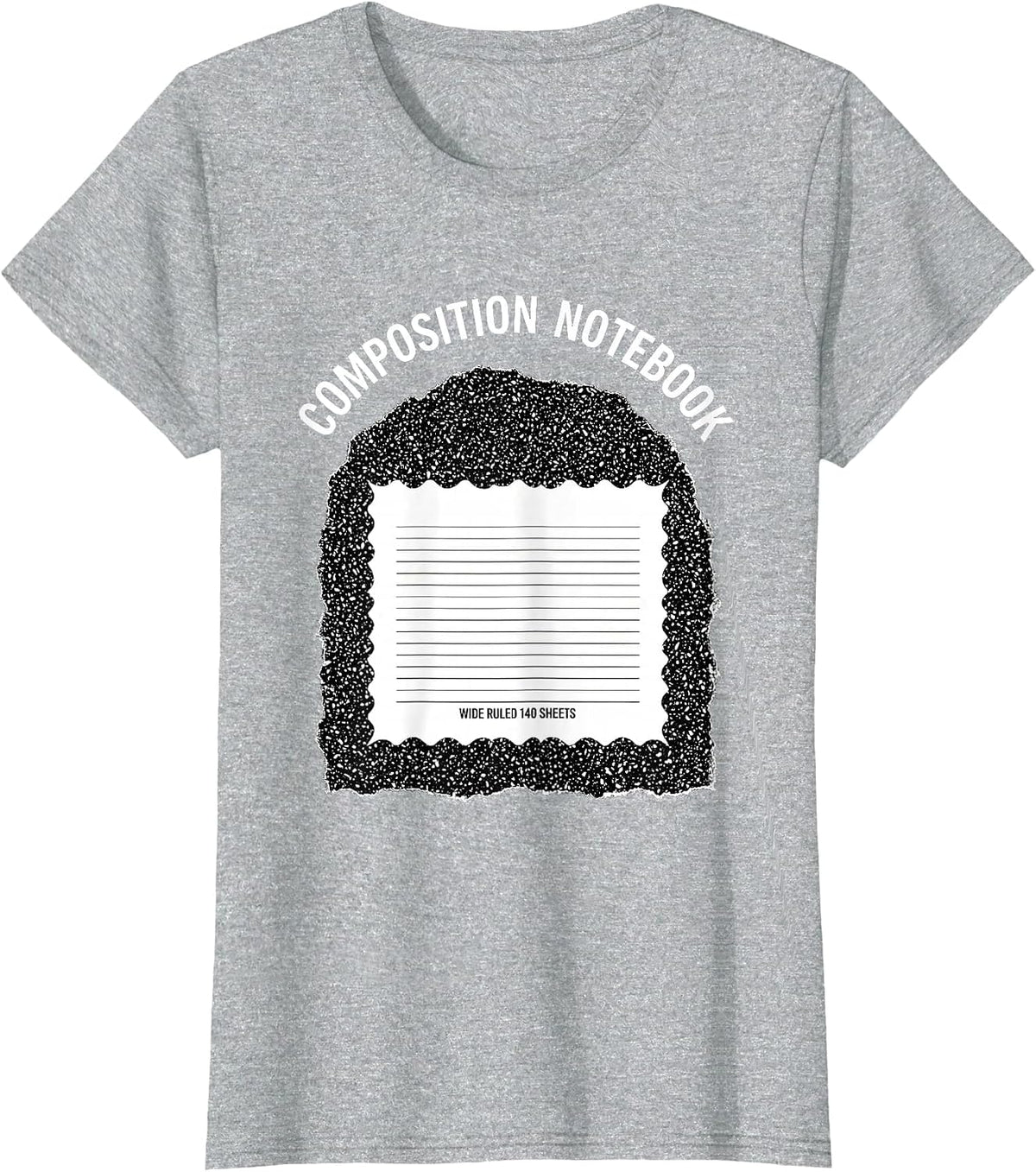 Composition Notebook Wide Ruled 140 Sheets Teacher T-Shirt - Heather Grey