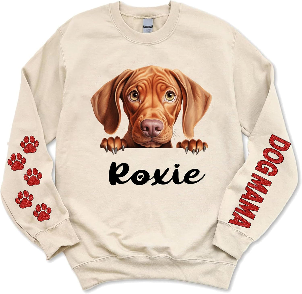 LOVELYPOD Personalized Dog Lover Gifts, Glitter Sweatshirt For Women, Dog Mama Shirts For Women - Vizsla
