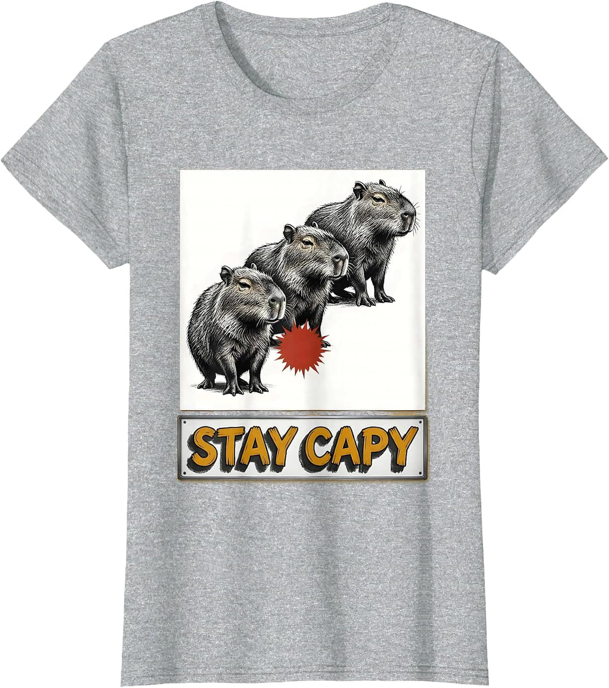 stay capy Funny Capybara Meme Gamer Kawaii Humor T-Shirt - Heather Grey