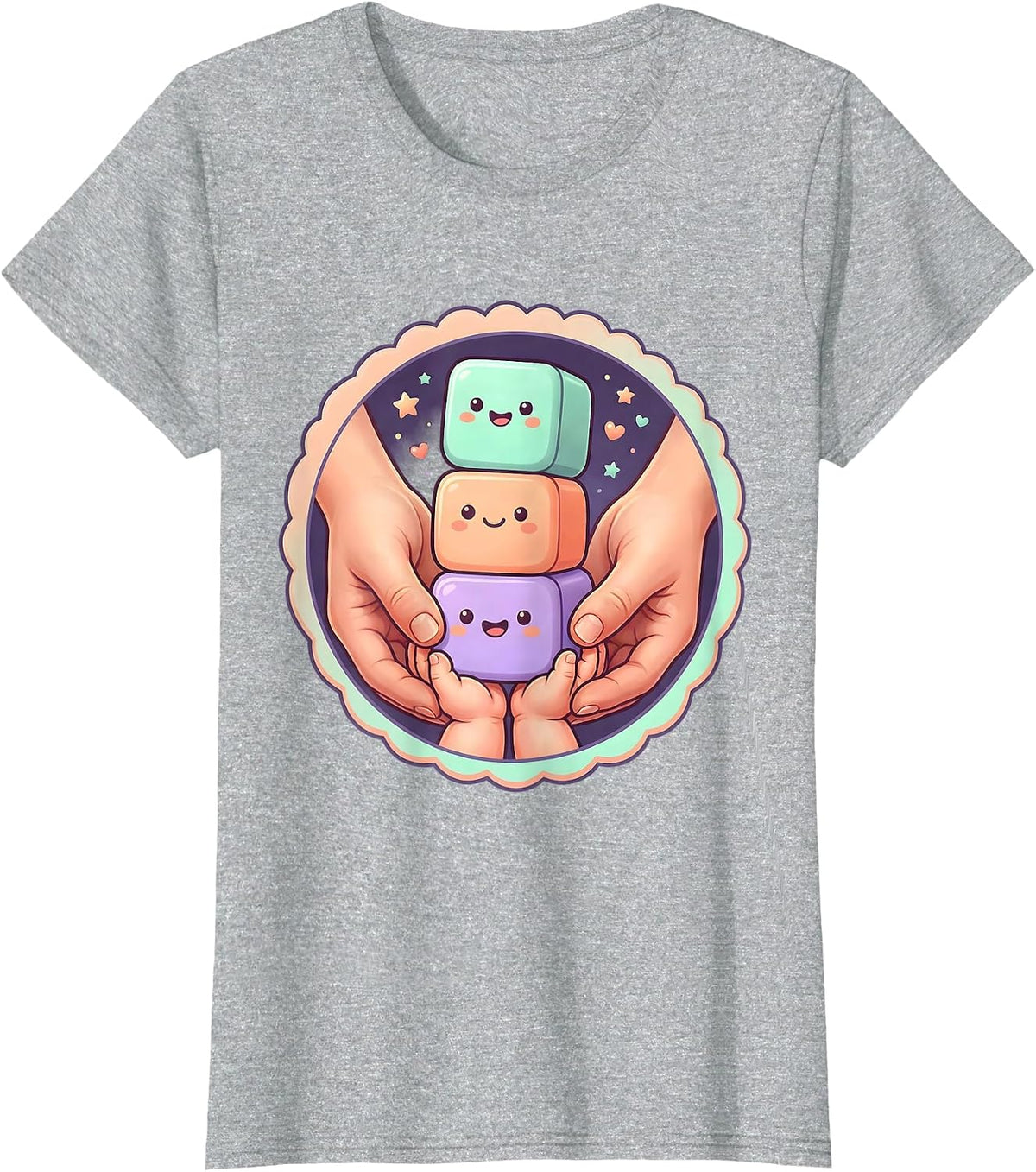 Occupational Therapy Hands Guiding Child Block Stacking T-Shirt - Heather Grey