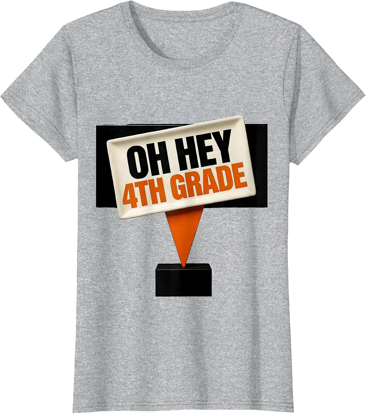 Oh Hey, 4th Grade Brutalist Graphic Teacher Back To School T-Shirt - Heather Grey