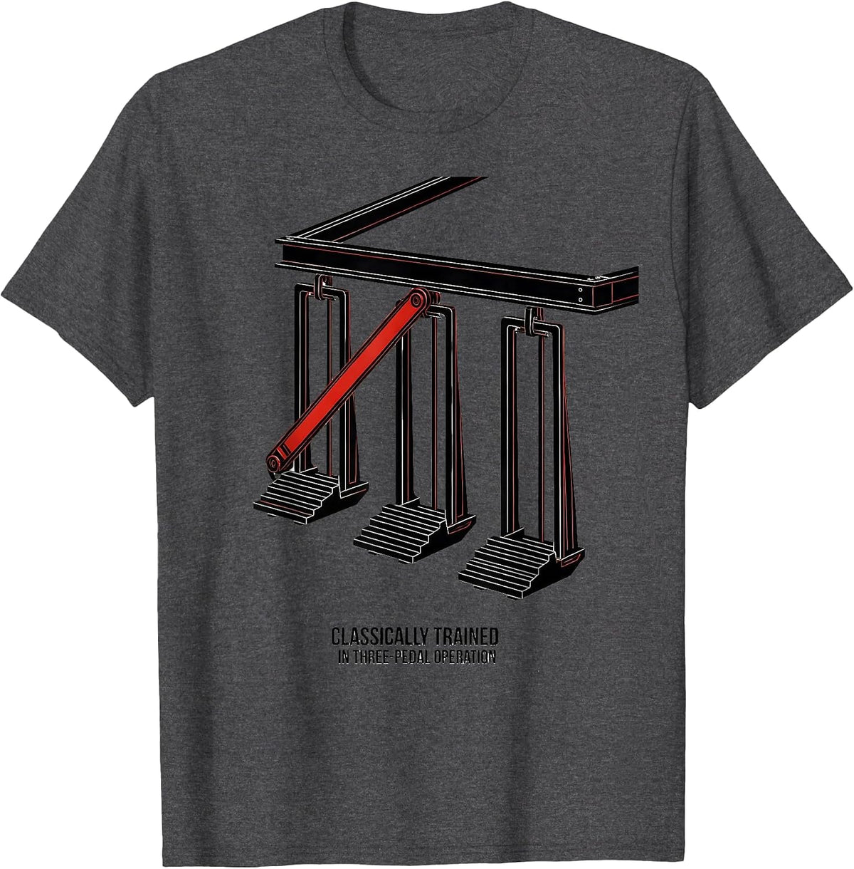 Men's Classically Trained In Three-Pedal Operation Car Guy T-Shirt - Dark Heather Grey