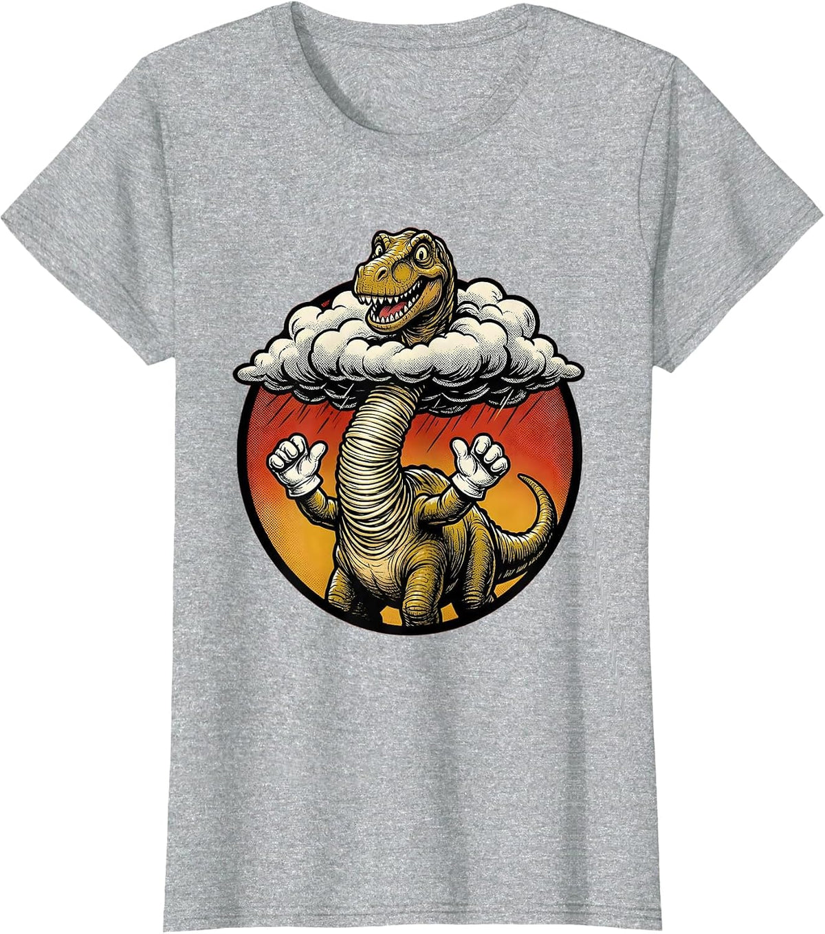 Brachiosaurus Above the Storm Clouds Dinosaur T-Shirt - Heather Grey