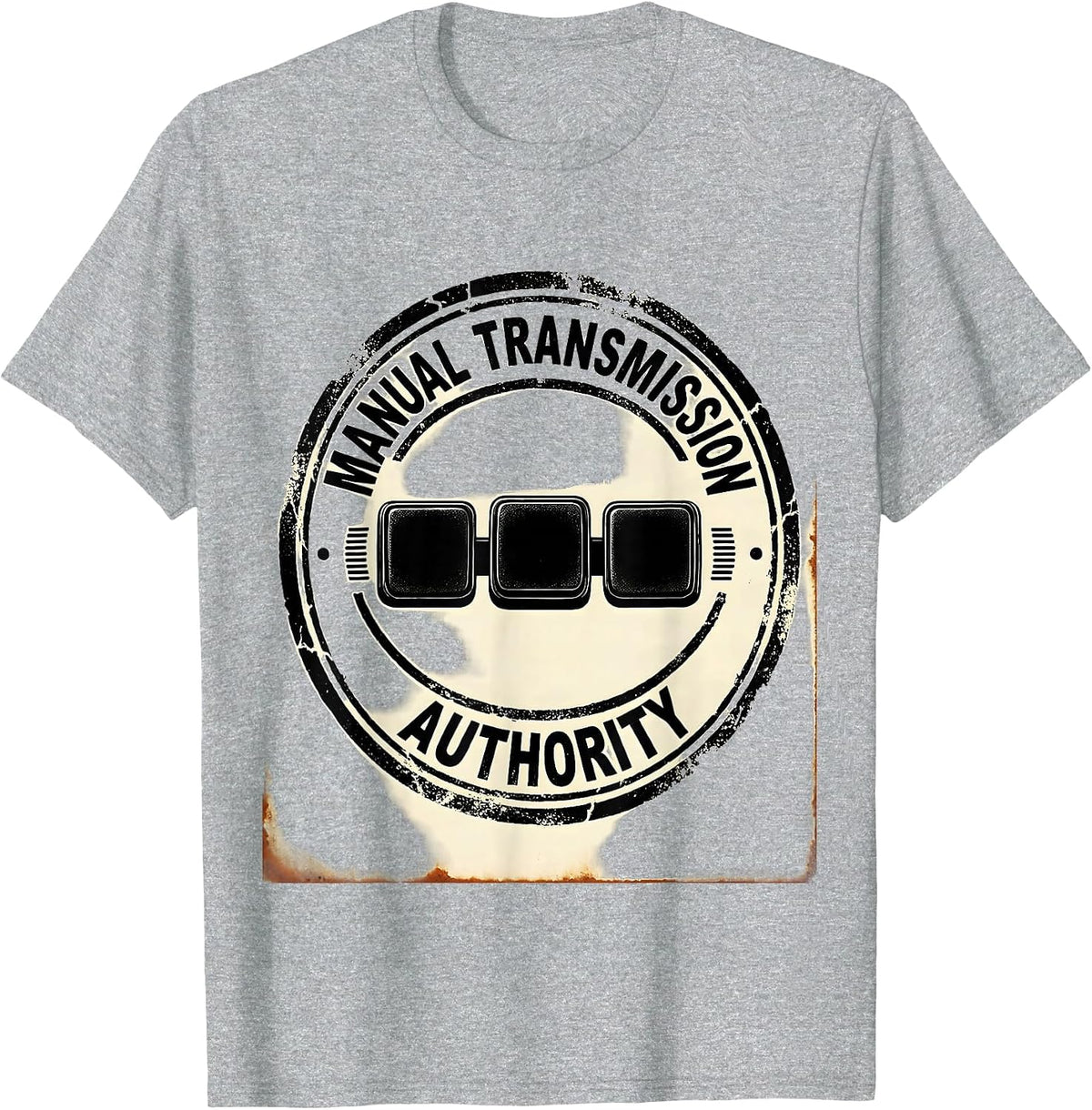 Men's Manual Transmission Authority Rubber Stamp Car Guy Gift T-Shirt - Heather Grey