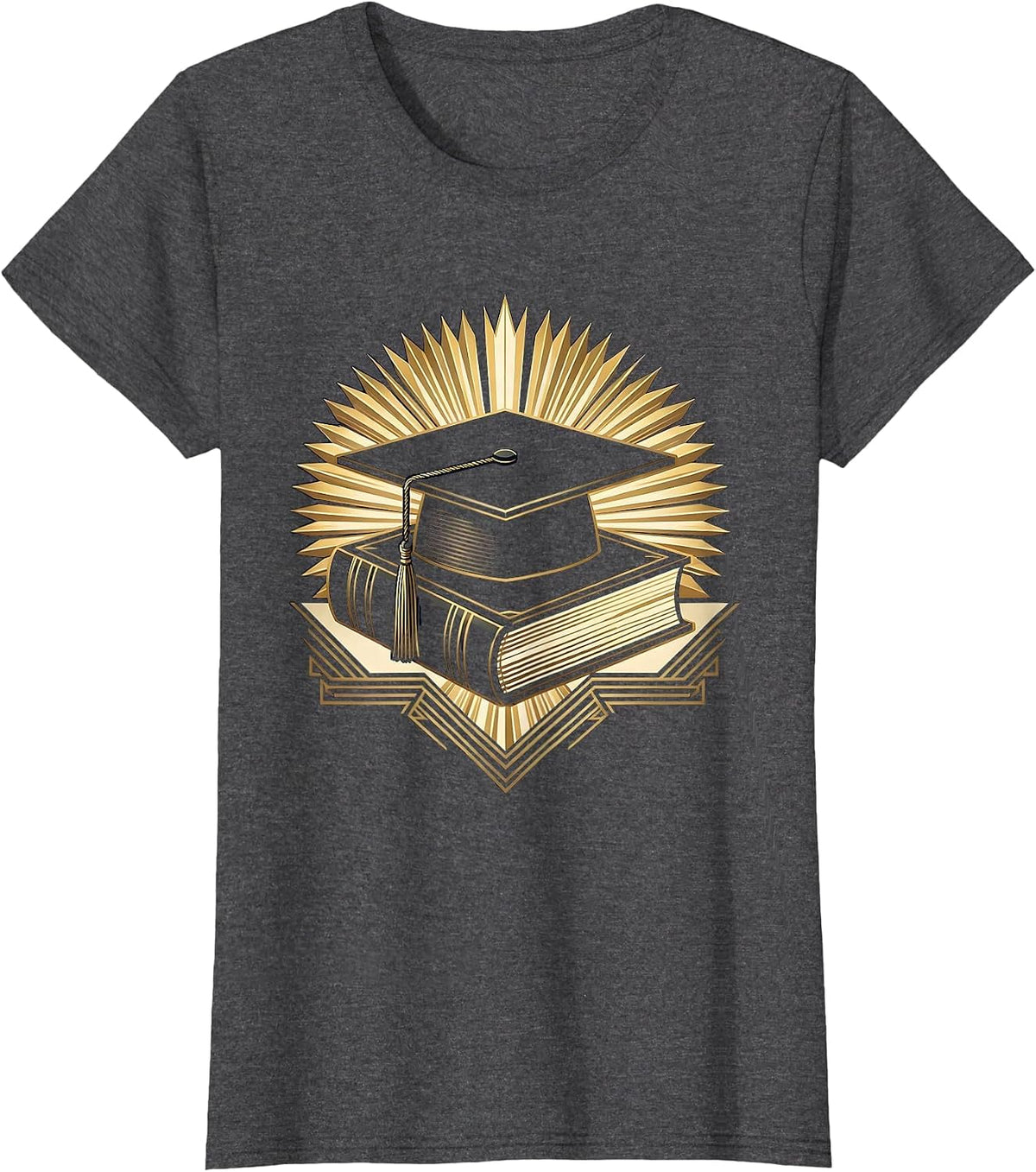 Women's English Teacher Graduation Cap Dictionary Graphic T-Shirt - Dark Heather Grey