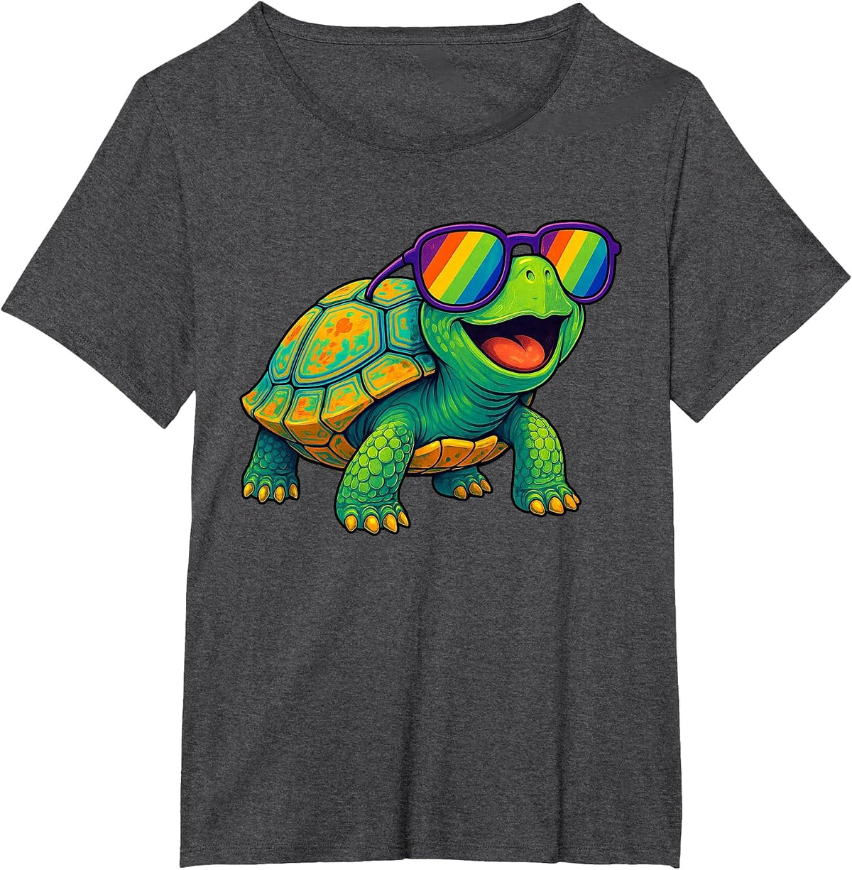 Colorful Turtle Sunglasses Funny Tortoise Wild Animal Jungle T-Shirt - Dark Heather Grey