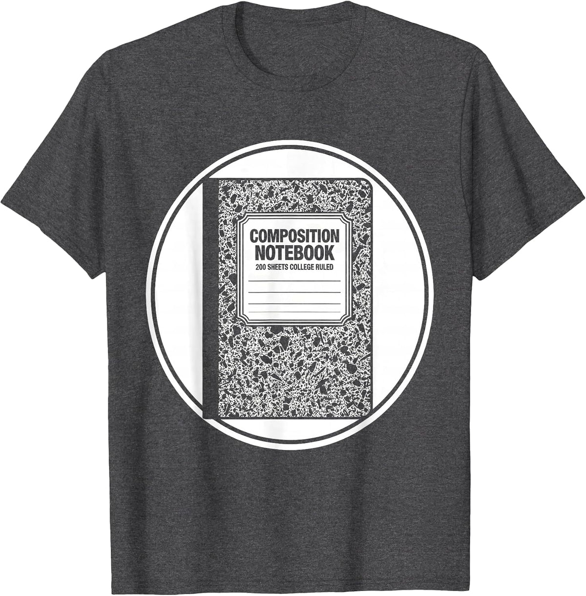 Composition Notebook 200 Sheets College Ruled Teacher T-Shirt - Dark Heather Grey