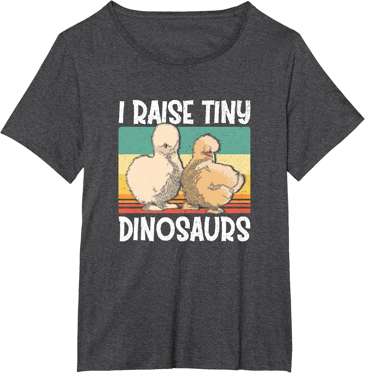 Retro Vintage I Raise Tiny Dinosaurs Silkie Chicken Lover T-Shirt - Dark Heather Grey