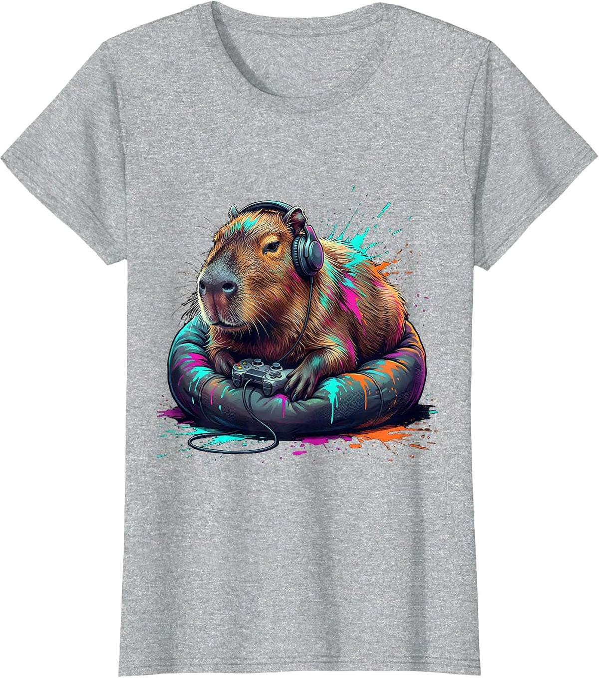 Capybara Gamer Meme Humor Animal Lover T-Shirt - Heather Grey