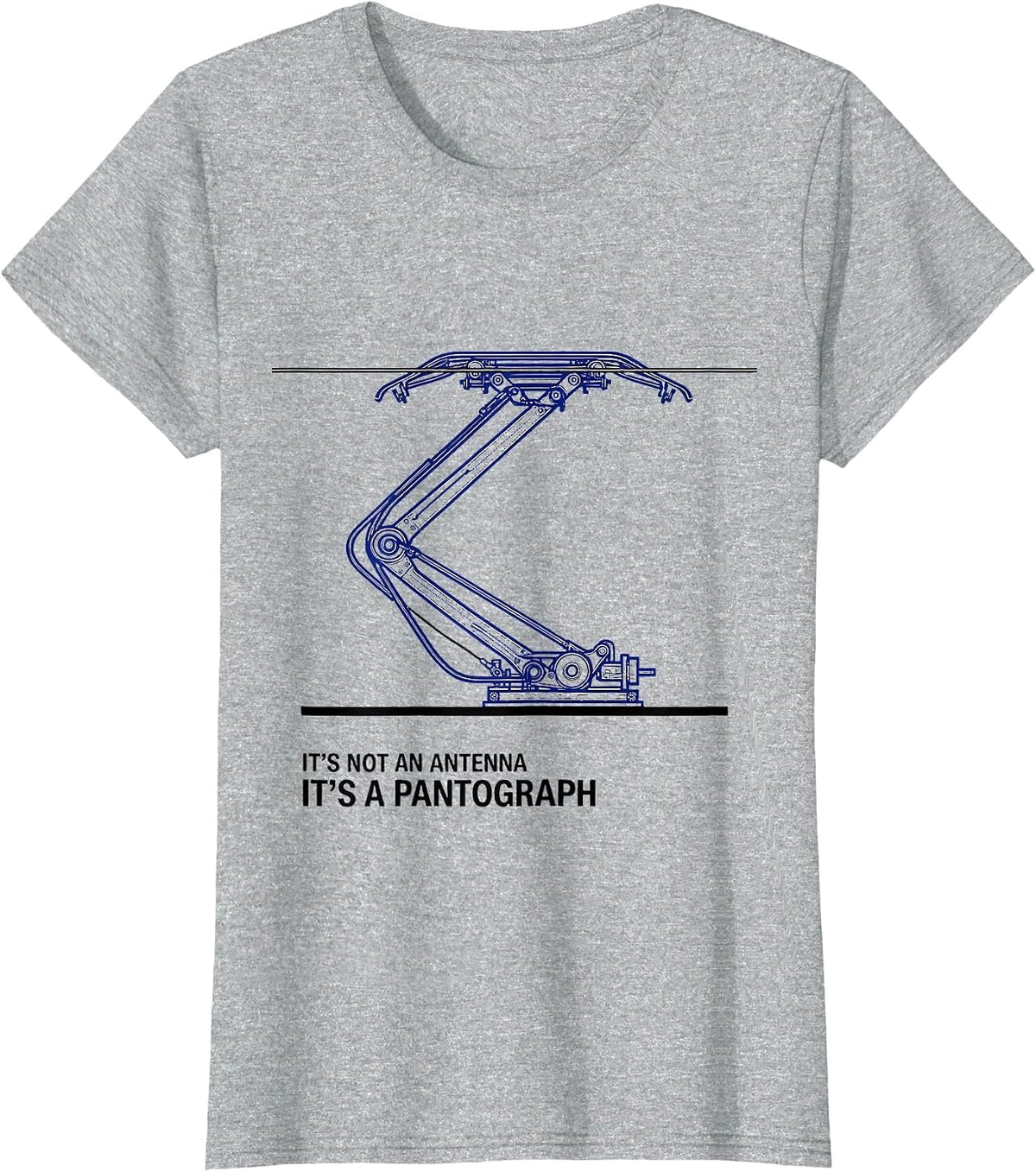 Women's It's Not An Antenna, It's A Pantograph Funny Train T-Shirt - Heather Grey
