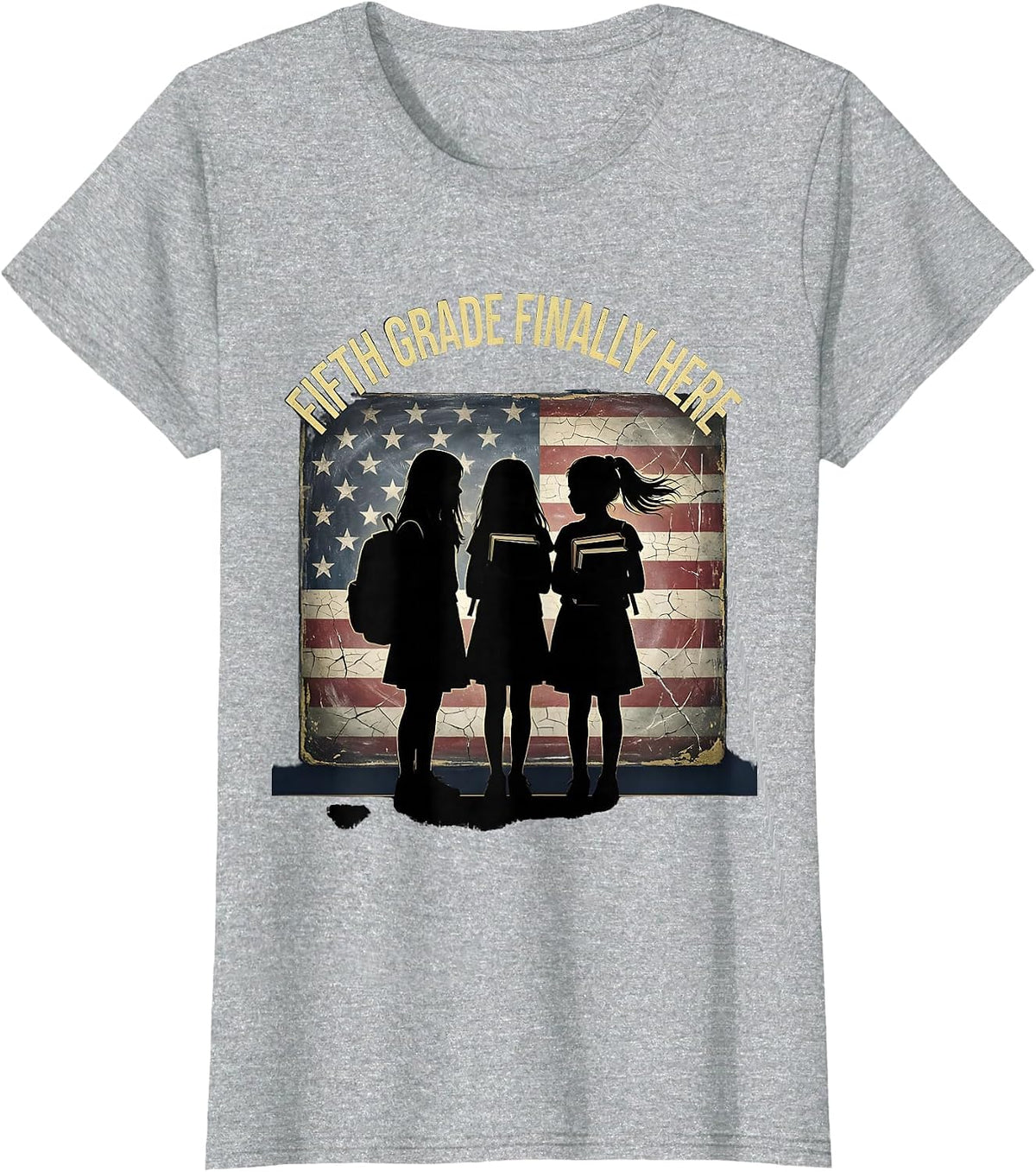 Fifth Grade Finally Here First Day Girls Design T-Shirt - Heather Grey