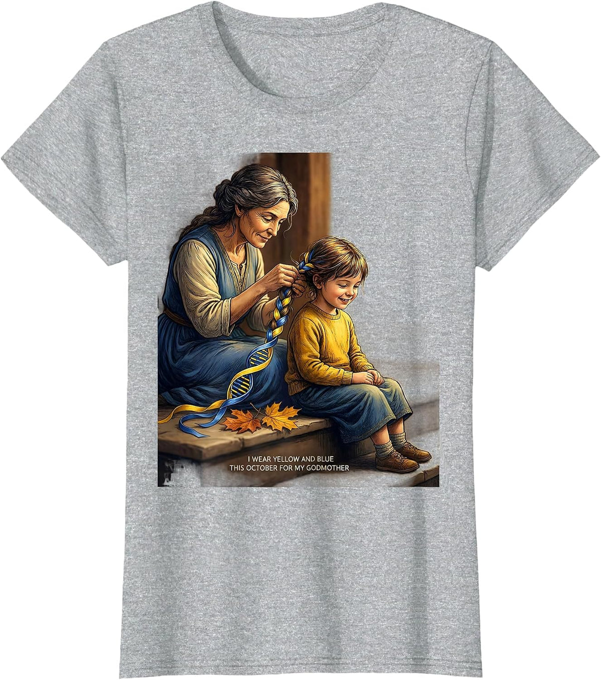 I Wear Yellow And Blue This October For My Godmother T-Shirt - Heather Grey