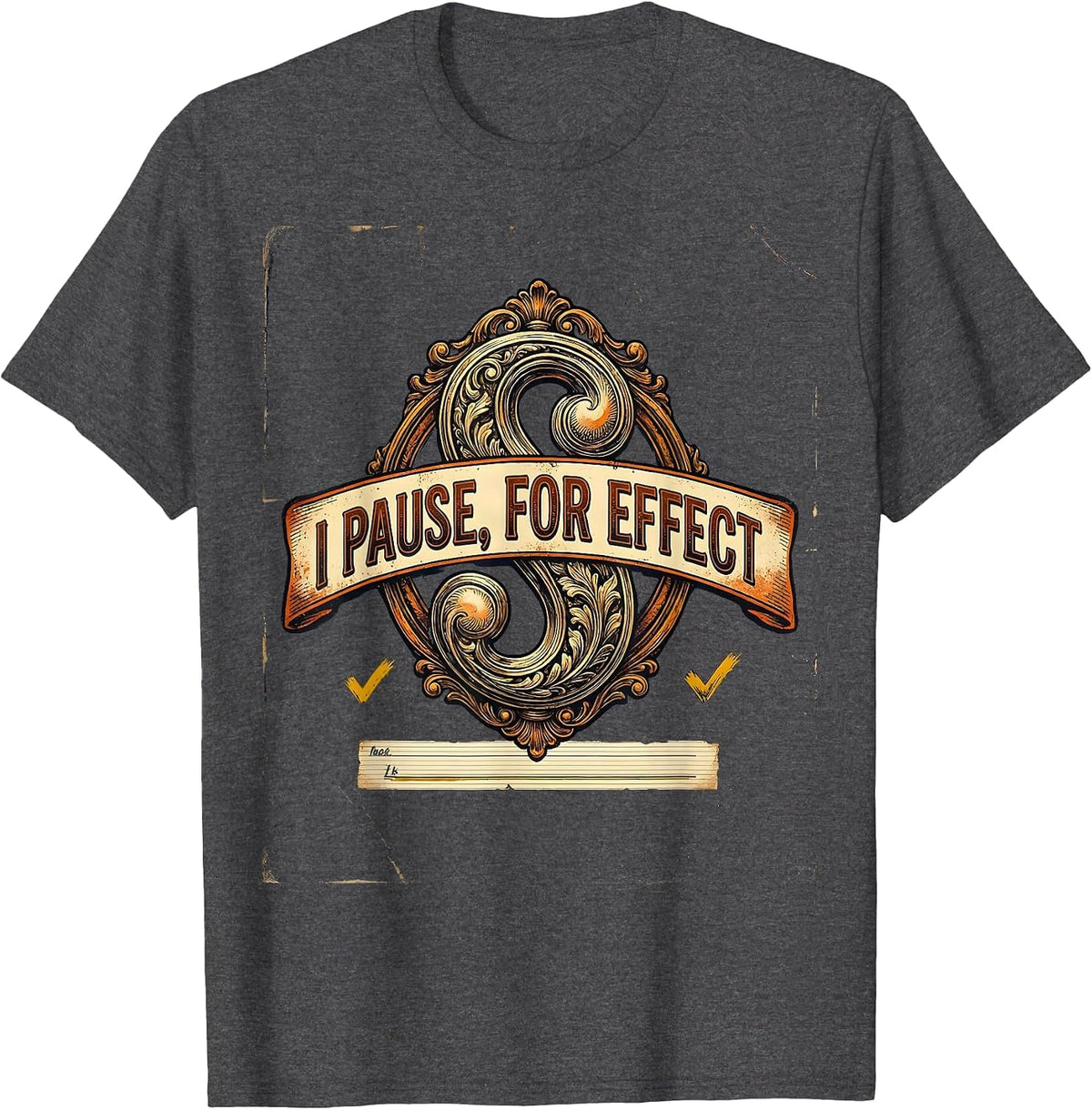 Men's I Pause For Effect Funny Grammar Teacher Vintage English T-Shirt - Dark Heather Grey