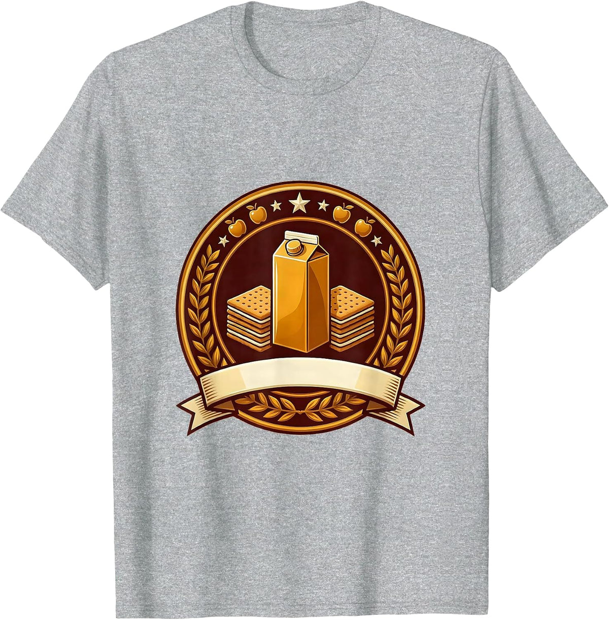 Men's Preschool Teacher Snack Time Juice Box Graham Cracker T-Shirt - Heather Grey