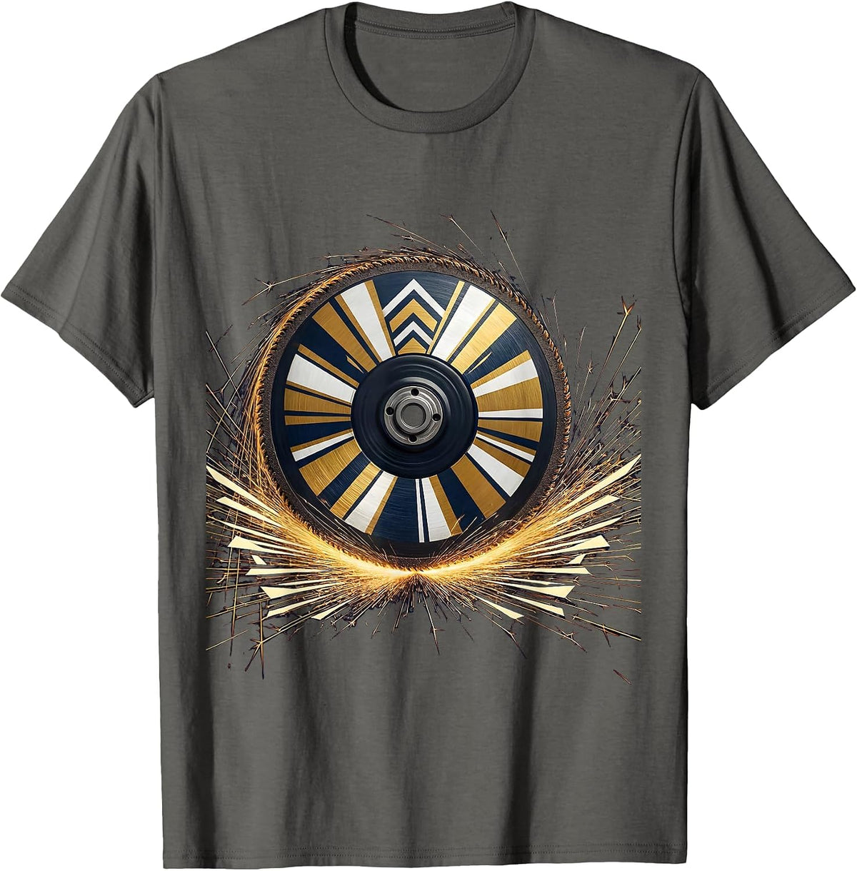 Labor Day Angle Grinder Sparks Graphic T-Shirt - Asphalt Grey