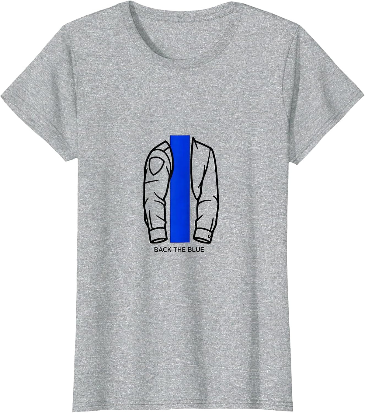 Women's Back The Blue Thin Blue Line Police Support Family Pride T-Shirt - Heather Grey