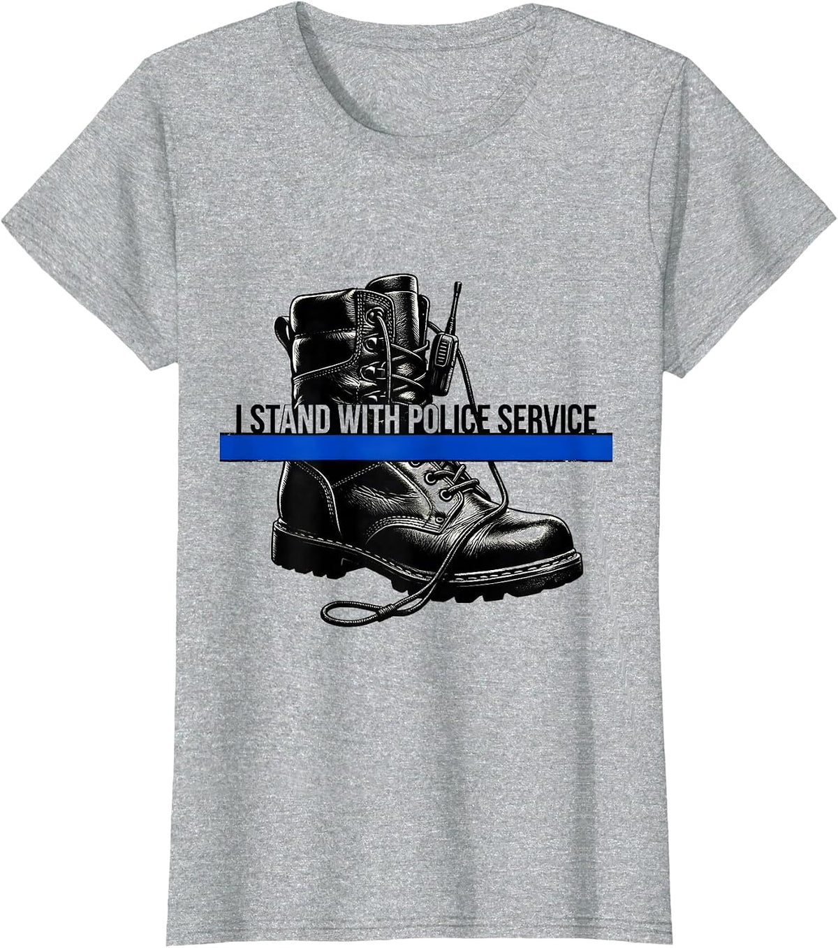 I Stand With Police Service Vintage Thin Blue Line Police T-Shirt - Heather Grey