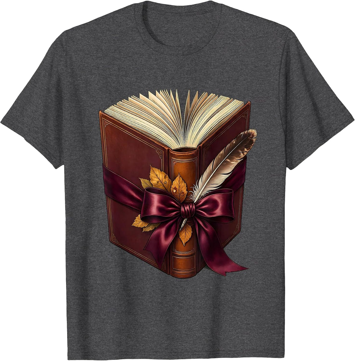 English Teacher Bookmark Bow Novel Graphic T-Shirt - Dark Heather Grey