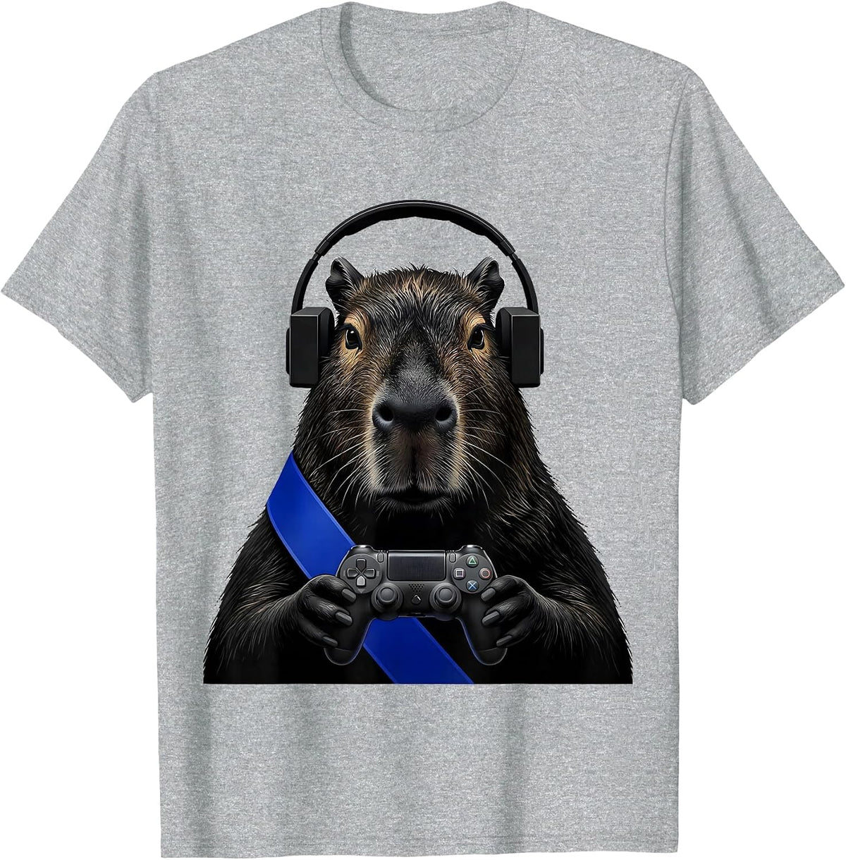 Men's Capybara Gamer Bruh Meme Humor Retro T-Shirt - Heather Grey