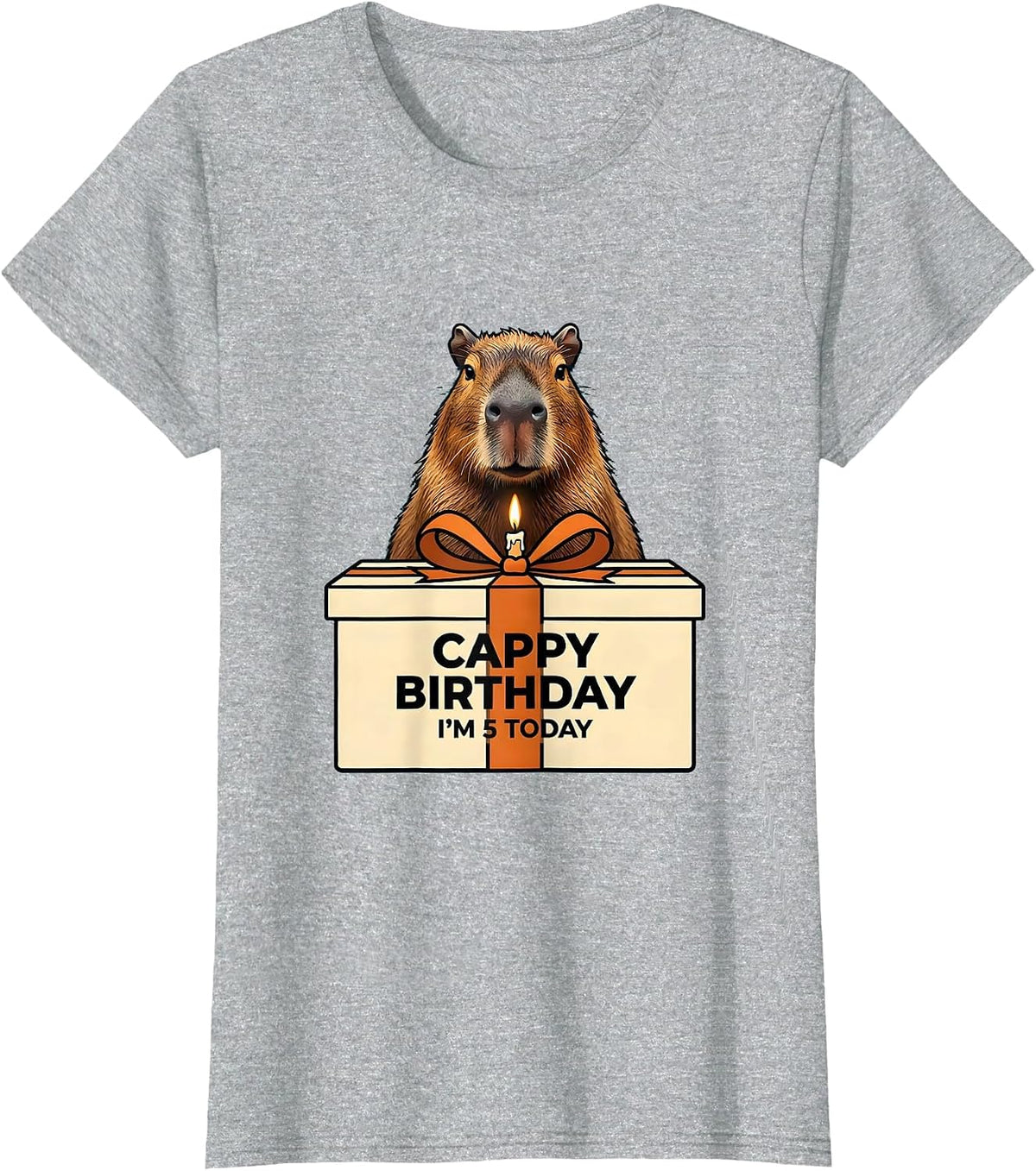 Cappy Birthday I'm 5 Today Kawaii Capybara Birthday Gift T-Shirt - Heather Grey