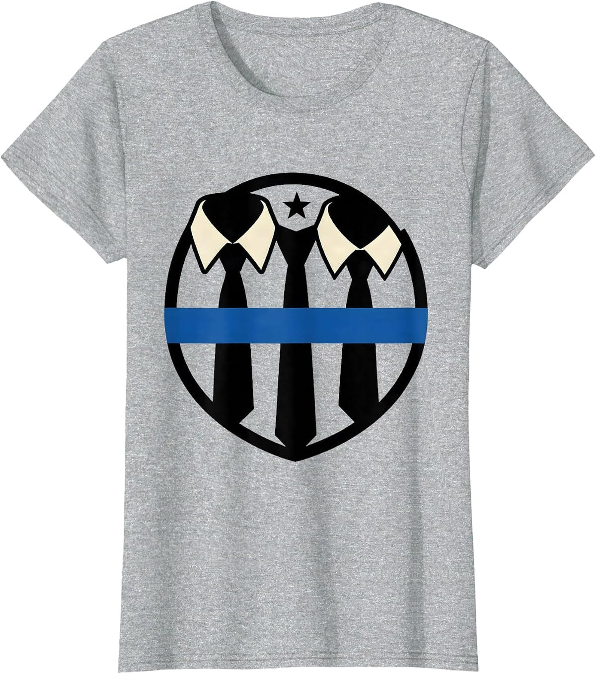 Women's Sealed Shield Thin Blue Line Police Supporter Tribute T-Shirt - Heather Grey