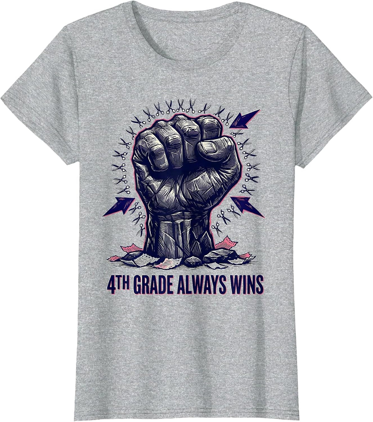 Women's 4th Grade Always Wins Funny Back To School Kids Teachers T-Shirt - Heather Grey