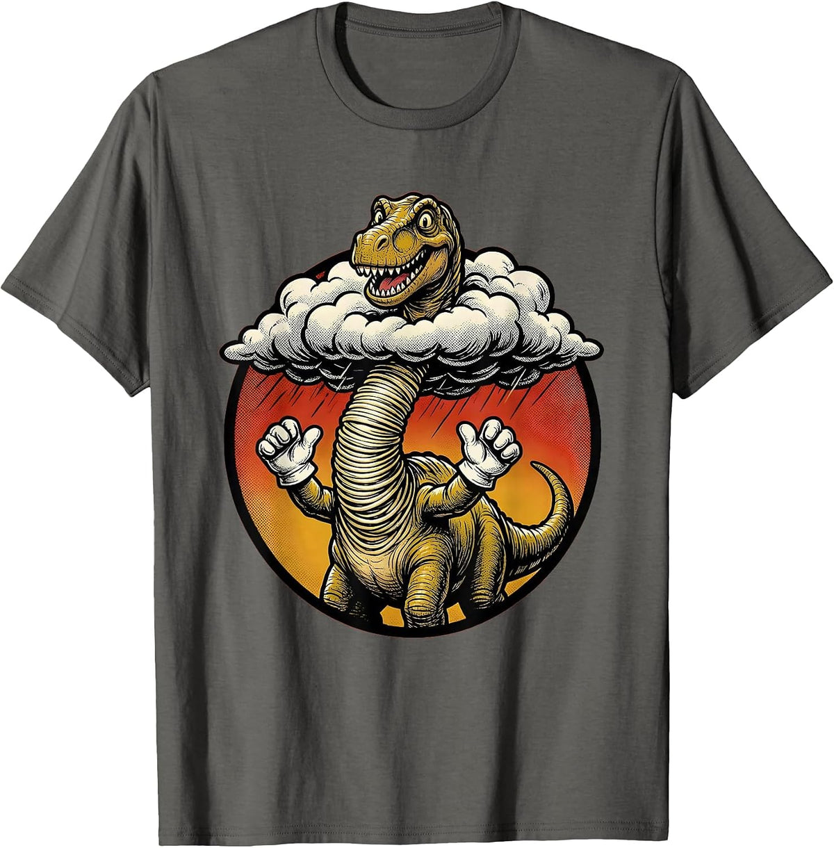 Brachiosaurus Above the Storm Clouds Dinosaur T-Shirt - Asphalt Grey