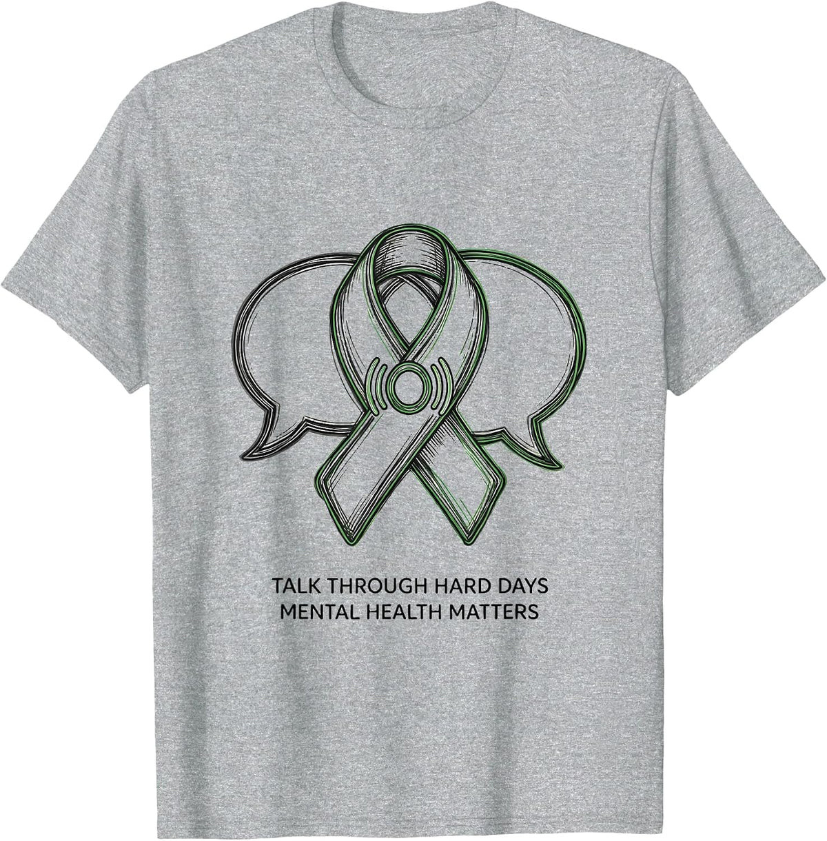 Men's Talk Through Hard Days — Mental Health Matters Support T-Shirt - Heather Grey