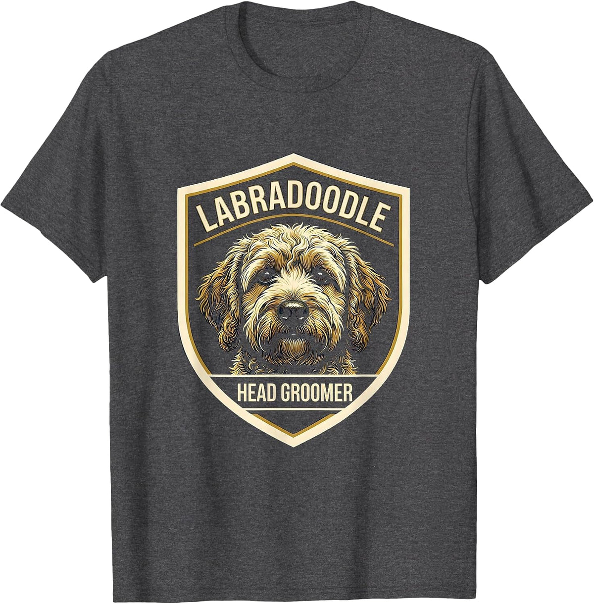 Labradoodle Head Groomer Funny Doodle Dog Owner Humor T-Shirt - Dark Heather Grey