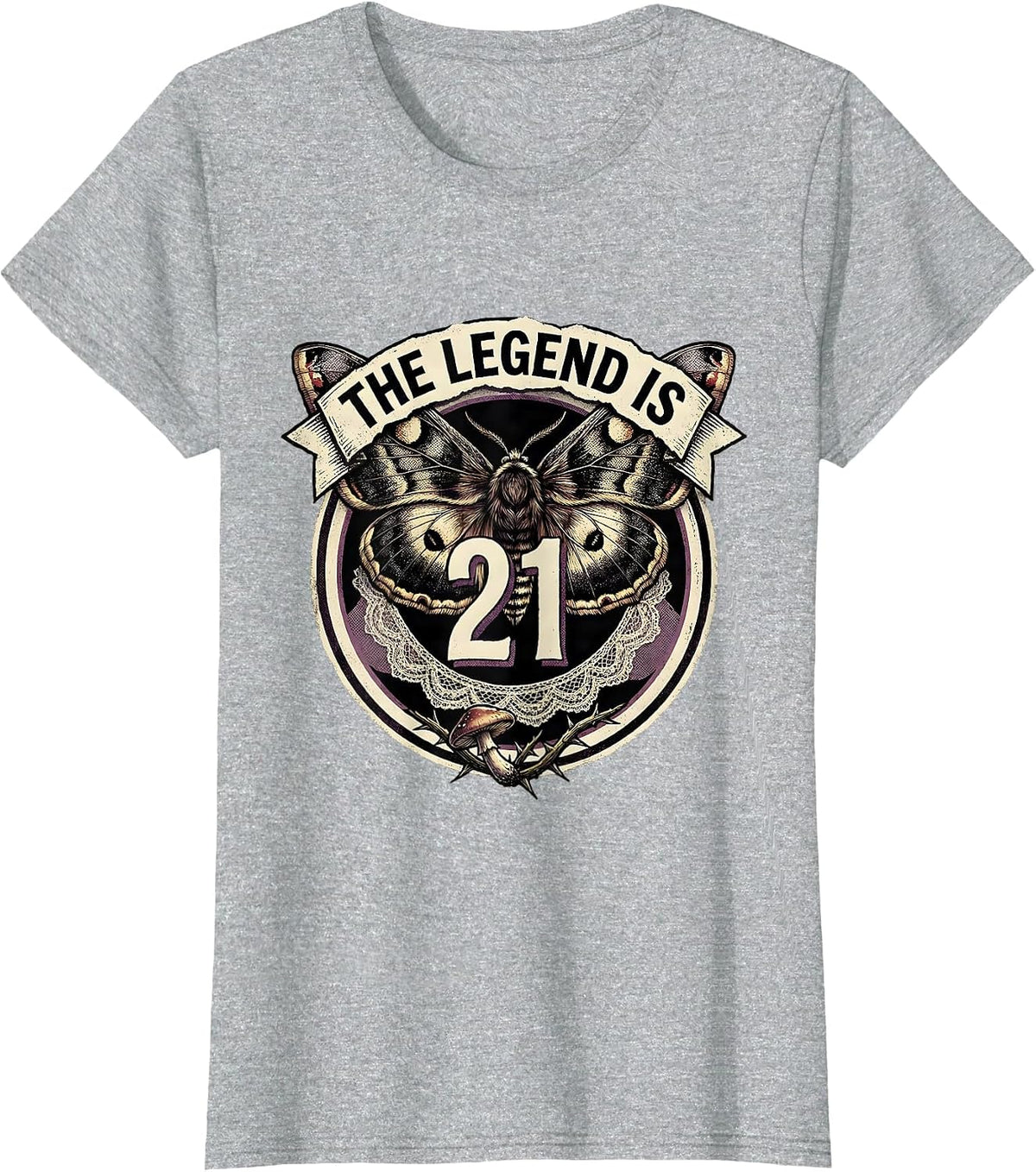 The Legend Is 21 Birthday Celebration Design T-Shirt - Heather Grey