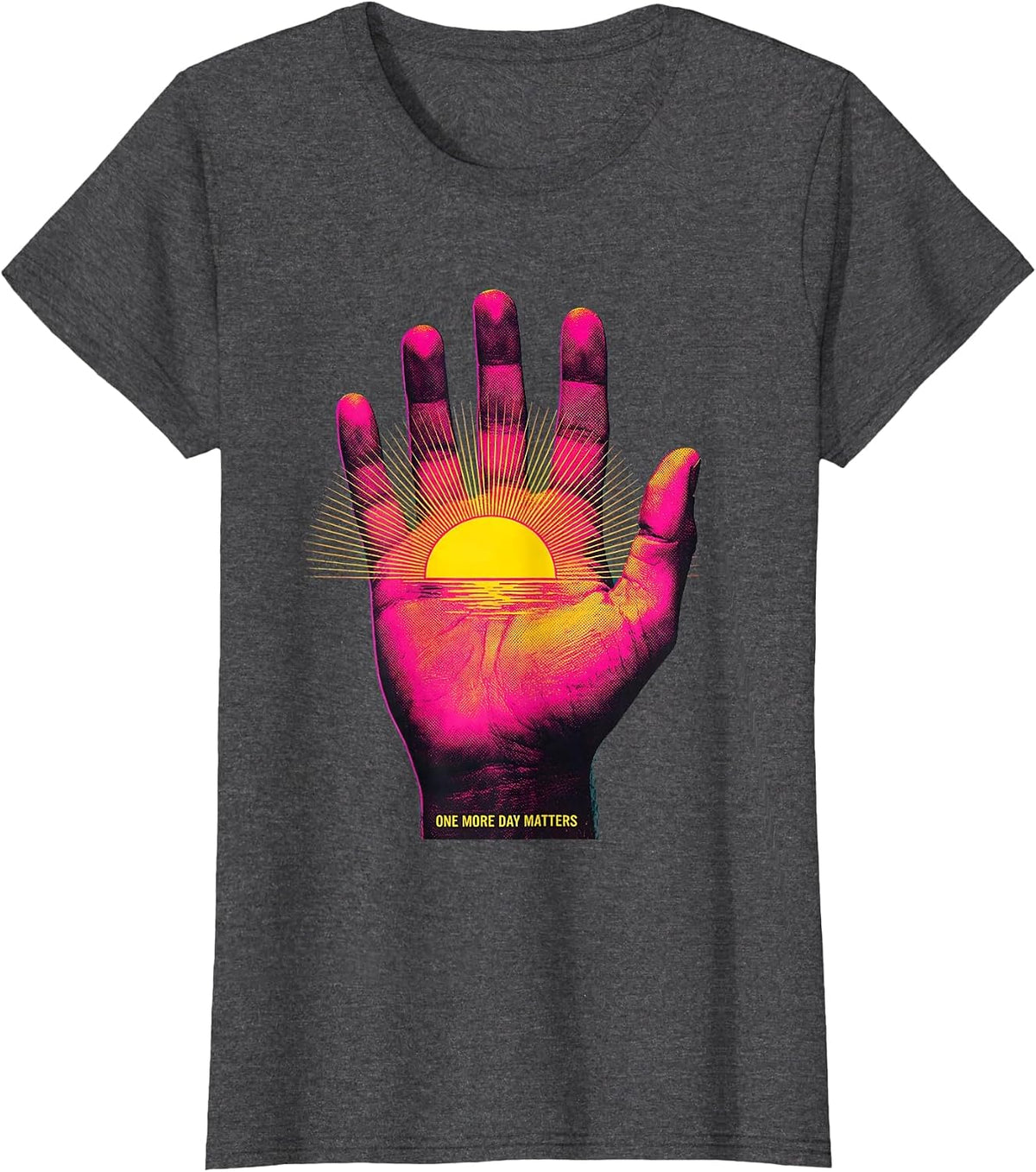 Women's One More Day Matters Suicide Prevention Design T-Shirt - Dark Heather Grey