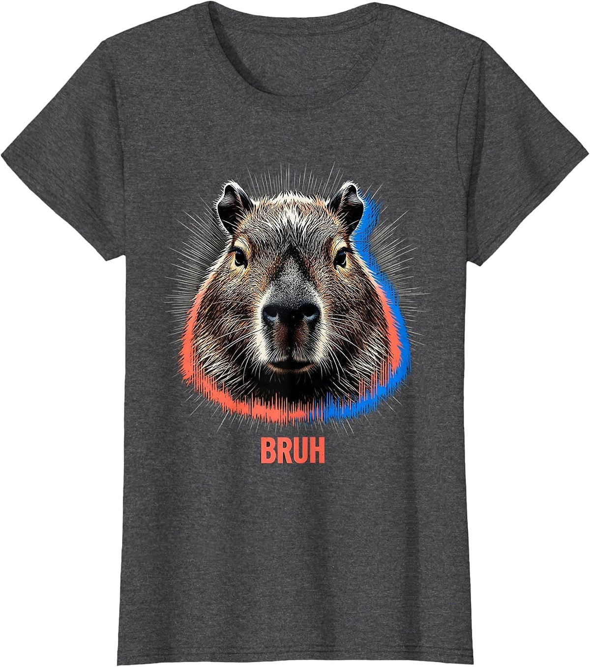 Women's Bruh Funny Capybara Animal Meme Humor Video Games T-Shirt - Dark Heather Grey
