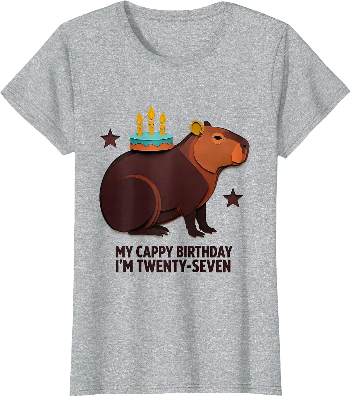 Women's My Cappy Birthday I'm Twenty-Seven Cute Kawaii Capybara T-Shirt - Heather Grey