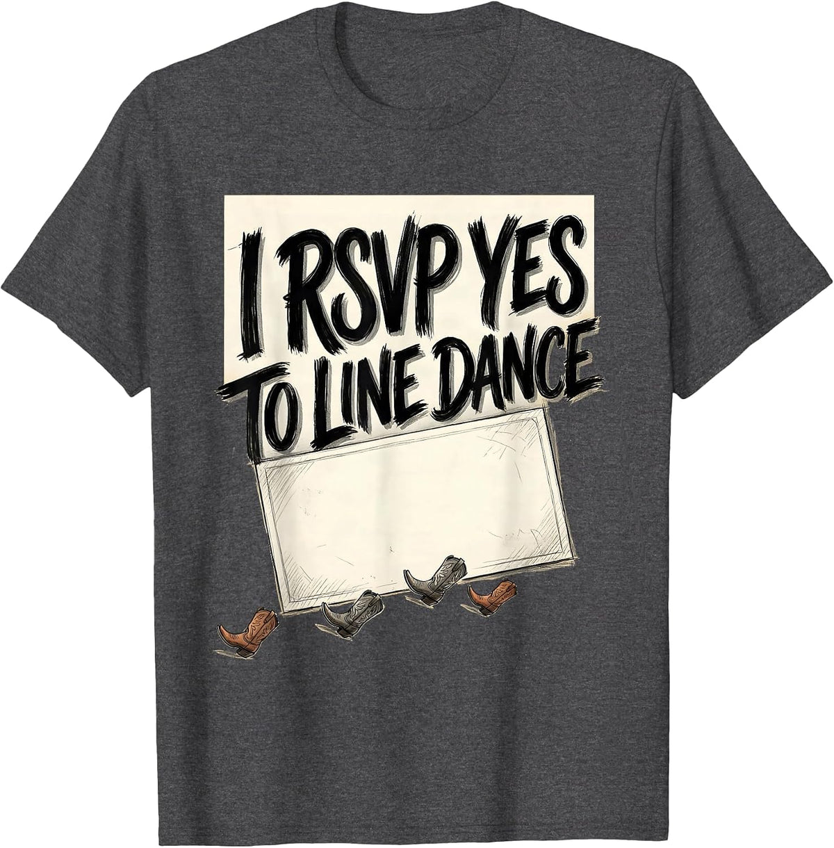Men's I RSVP Yes To Line Dance Funny Line Dancer Humor T-Shirt - Dark Heather Grey