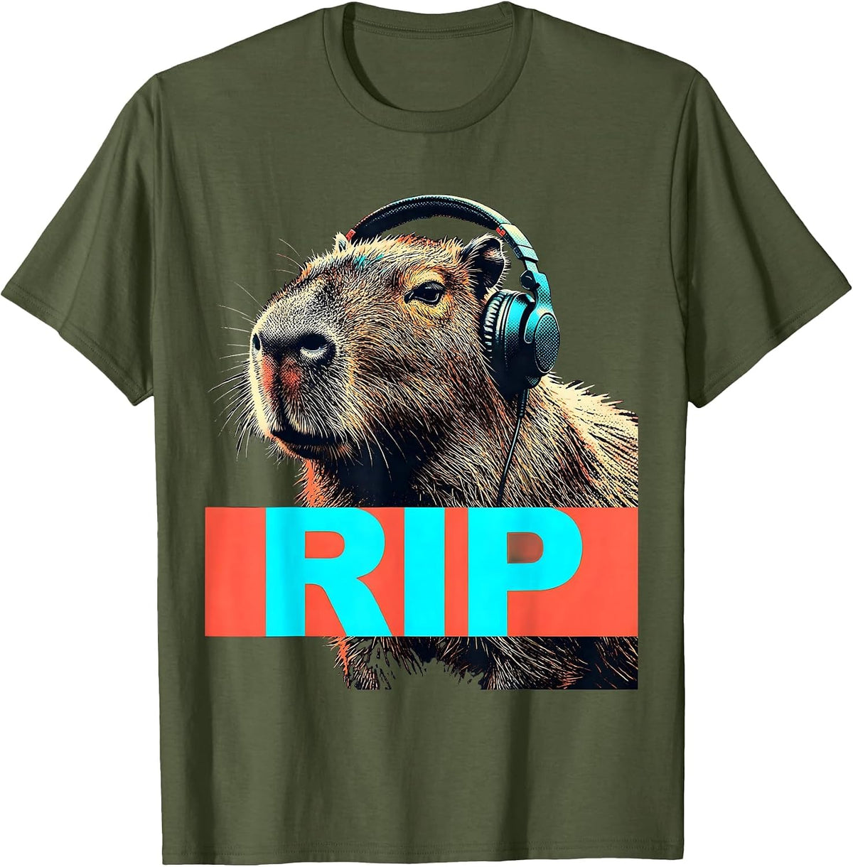 RIP Capybara Gamer Meme Humor Funny Gaming Gift T-Shirt - Olive Green
