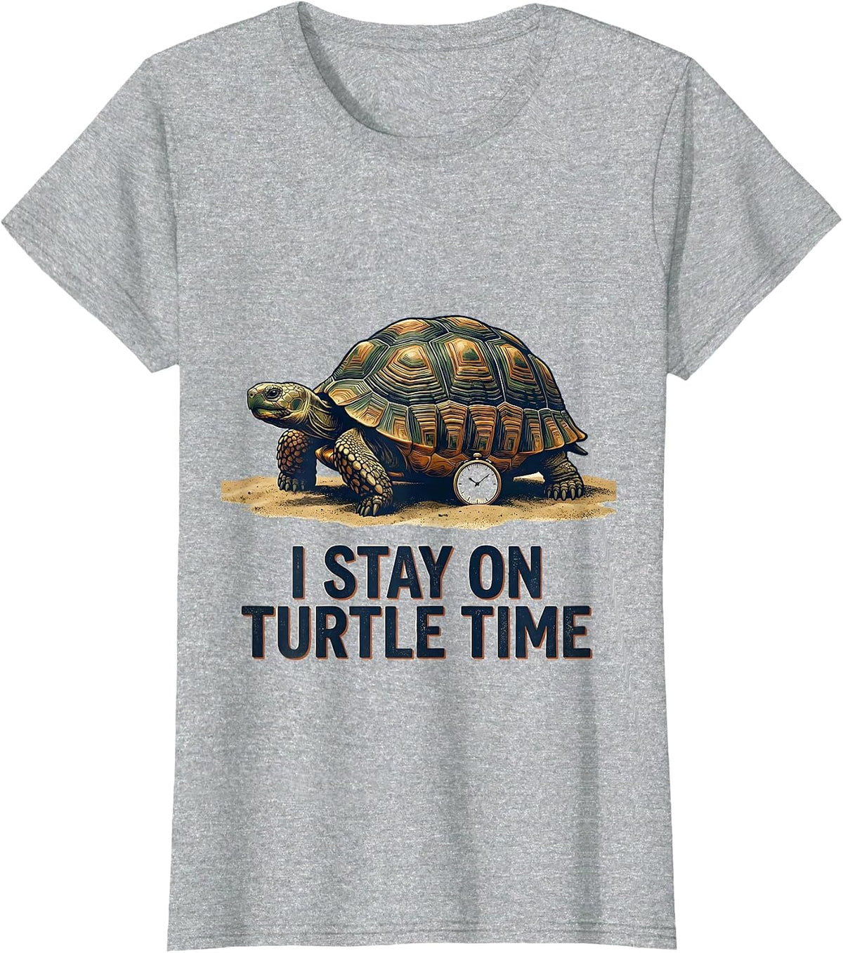 I Stay On Turtle Time Vintage Tortoise Lover Beach Humor T-Shirt - Heather Grey