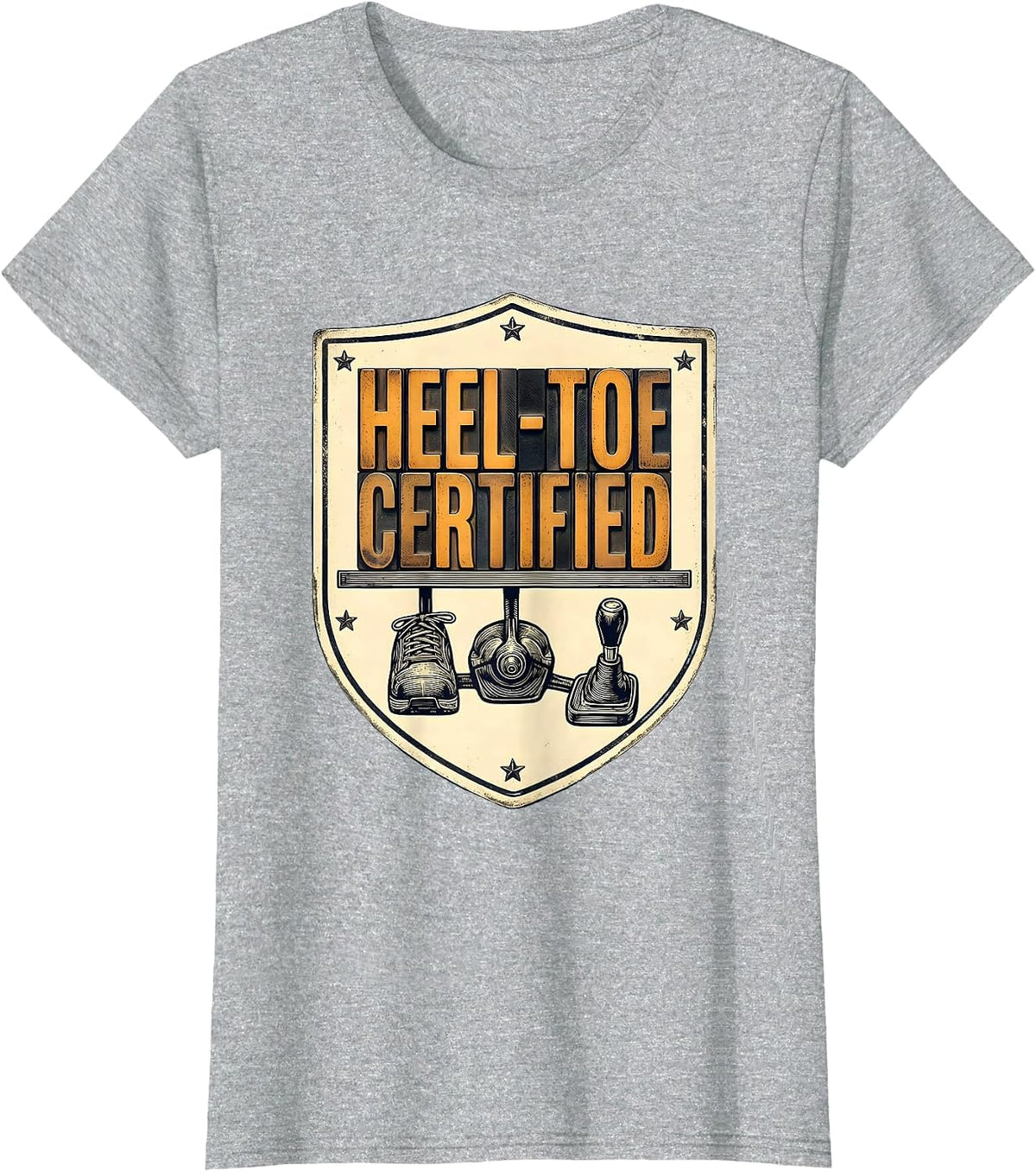 Heel-Toe Certified Manual Transmission Stick Shift Car Guy T-Shirt - Heather Grey