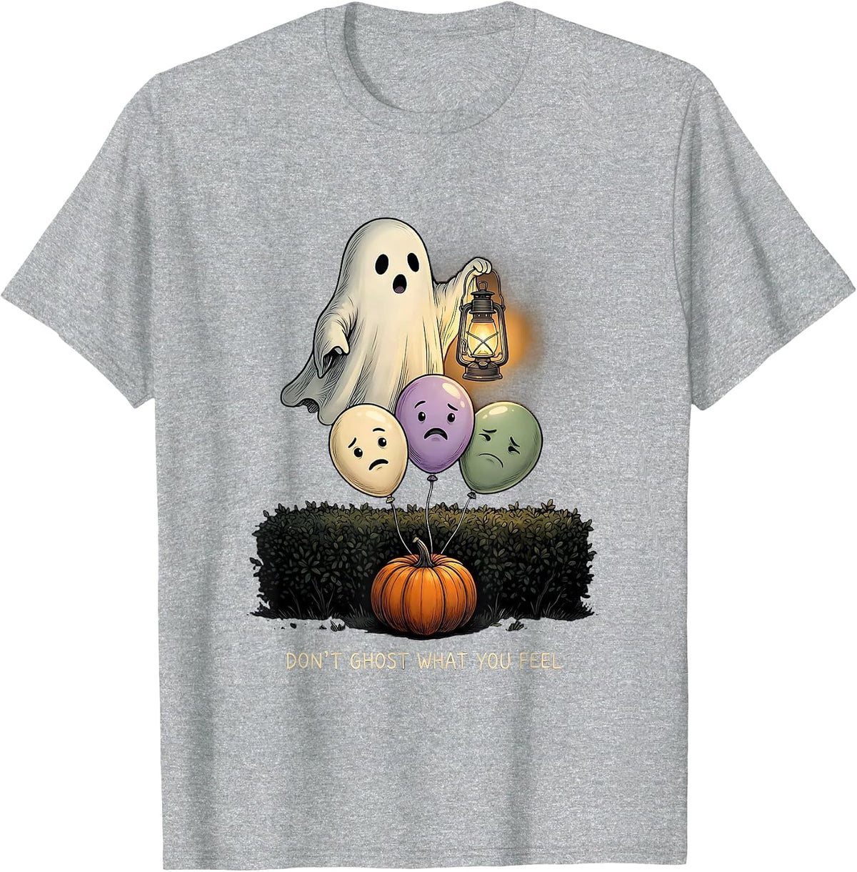 Men's Don't Ghost What You Feel Mental Health Halloween T-Shirt - Heather Grey