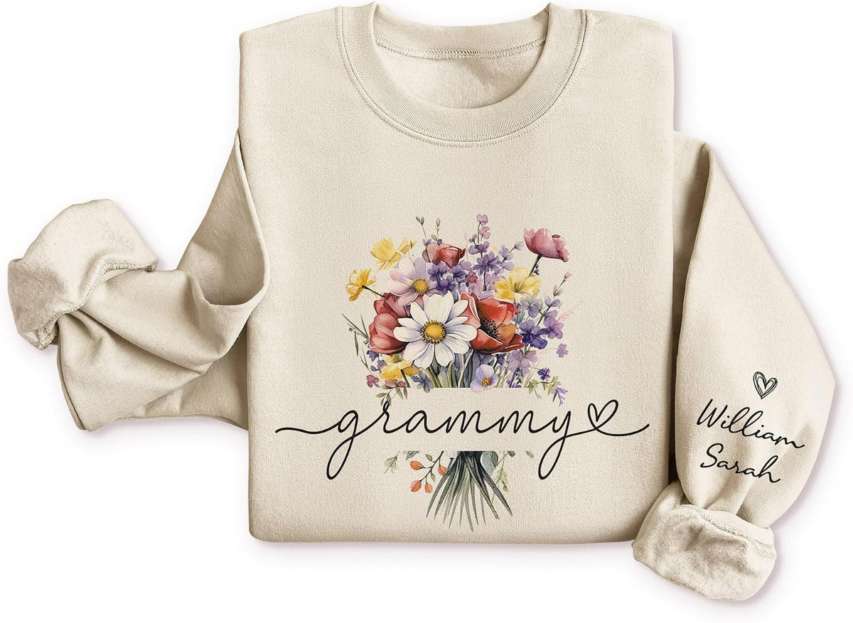 Personalized Mama Sweatshirt, Custom Sweatshirts For Women, Custom Mom Sweatshirt With Kidnames 1 - Ds1-grammy