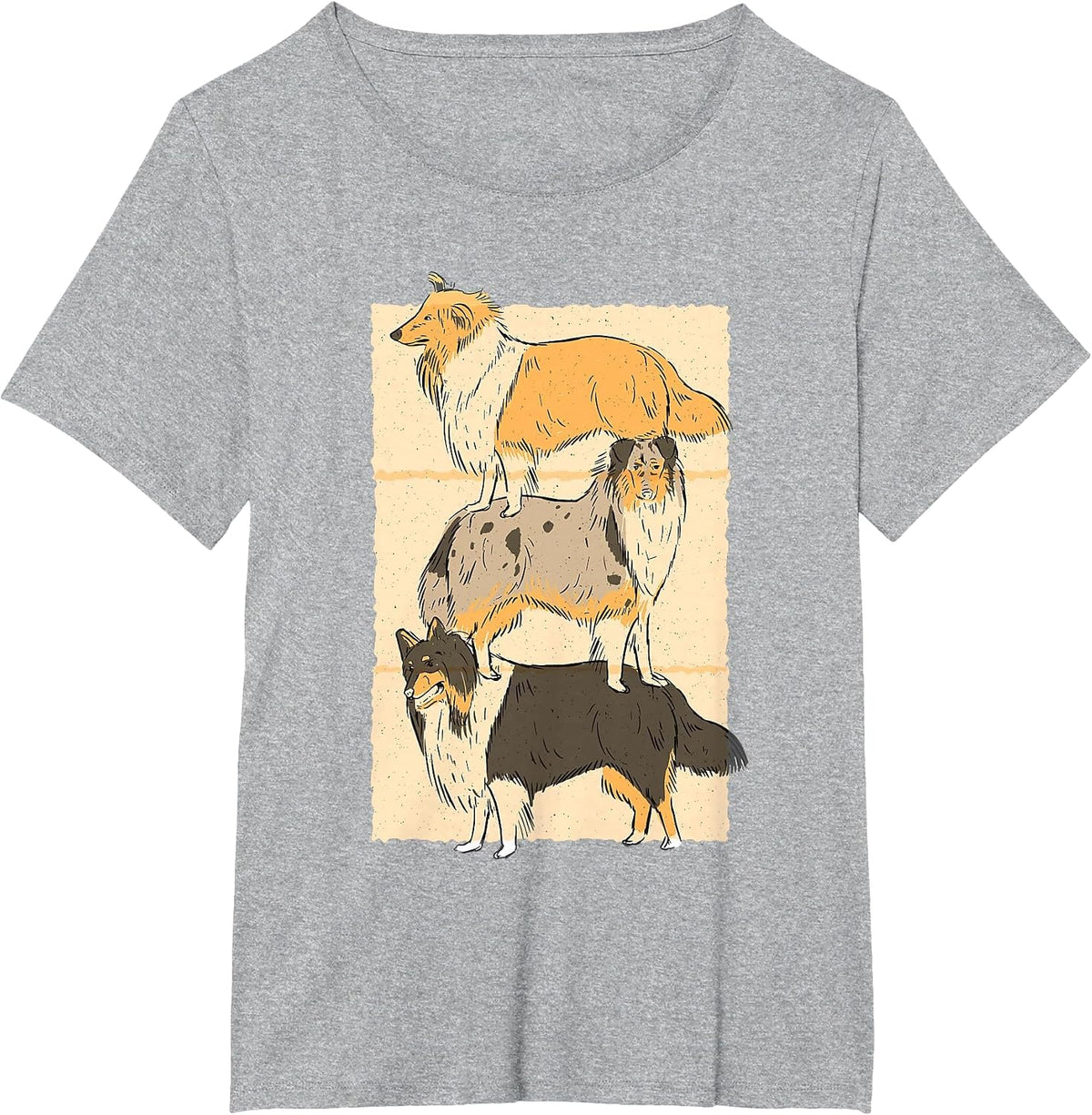 Rough Collie Dogs T-Shirt - Heather Grey