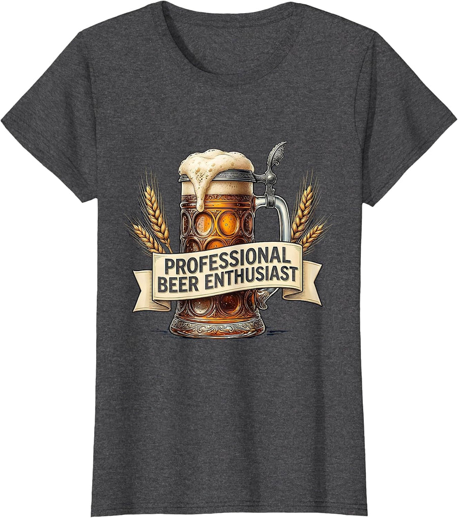 Women's Professional Beer Enthusiast Oktoberfest Design T-Shirt - Dark Heather Grey
