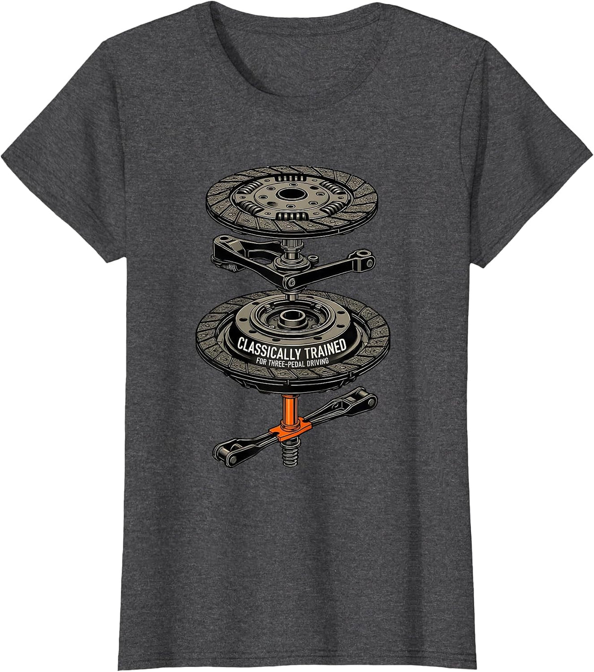 Women's Classically Trained For Three-Pedal Driving Car Guy T-Shirt - Dark Heather Grey