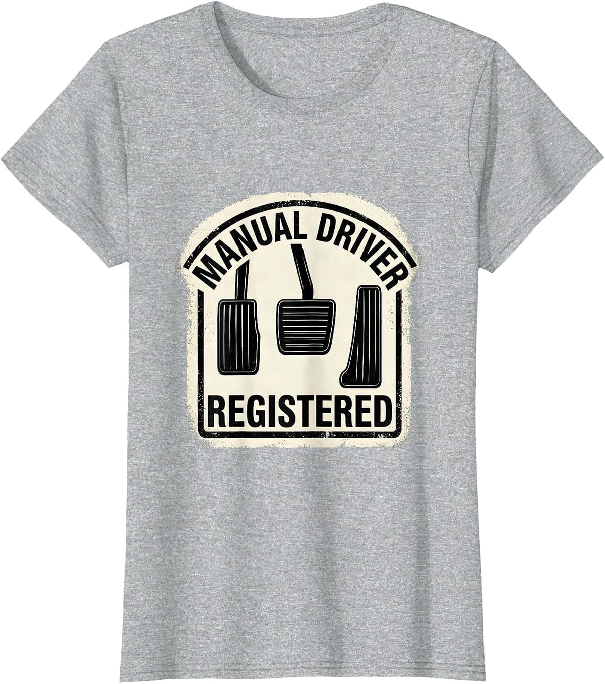 Manual Driver Registered Rubber Stamp Car Guy Stick Shift T-Shirt - Heather Grey