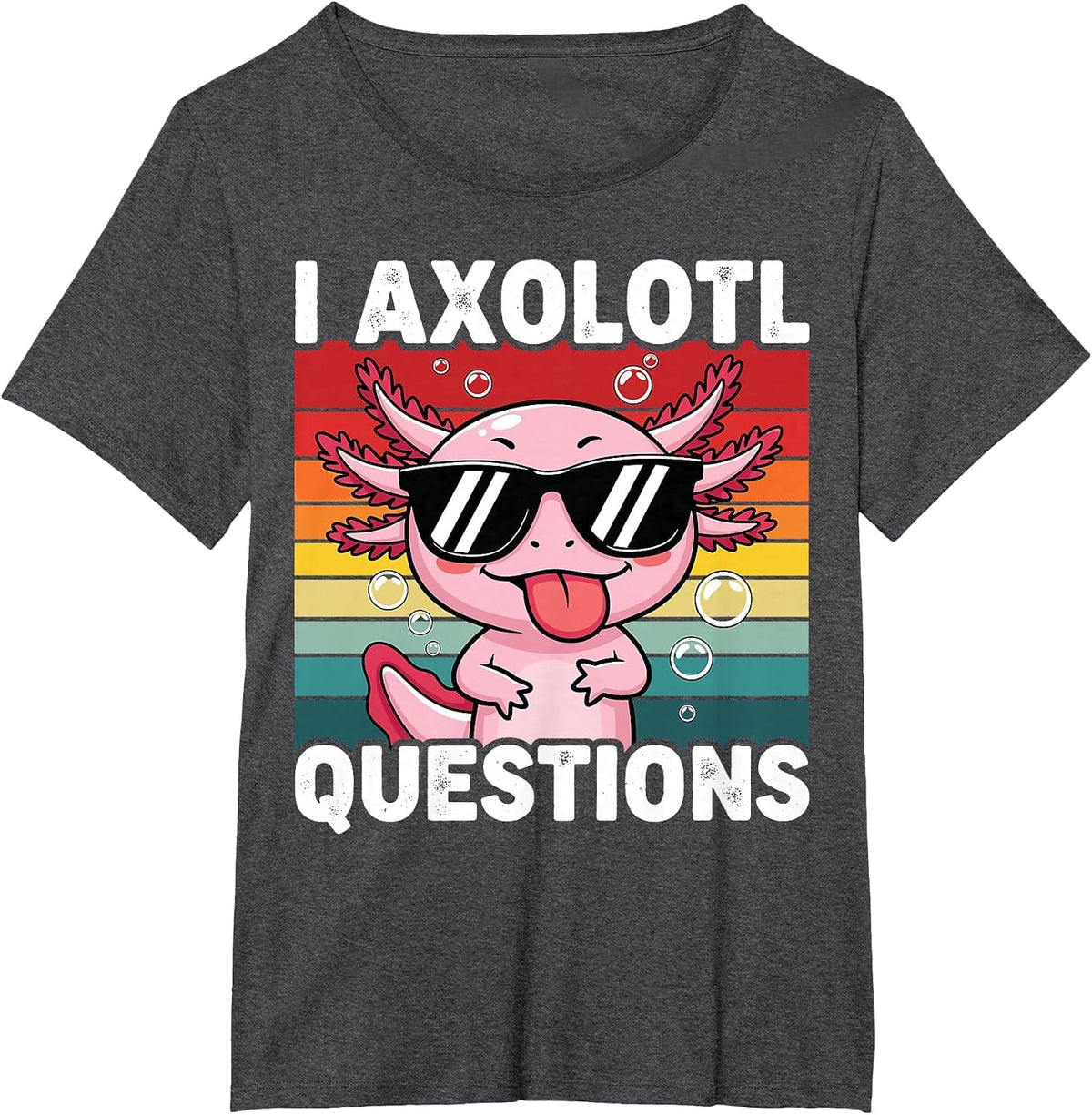 Axolotl Questions Cute Kawaii Axolotls T-Shirt - Dark Heather Grey