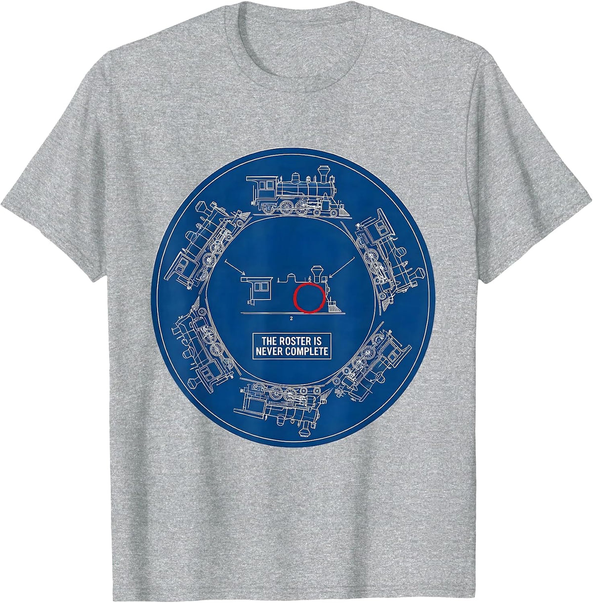 Men's The Roster Is Never Complete Technical Blueprint Train T-Shirt - Heather Grey