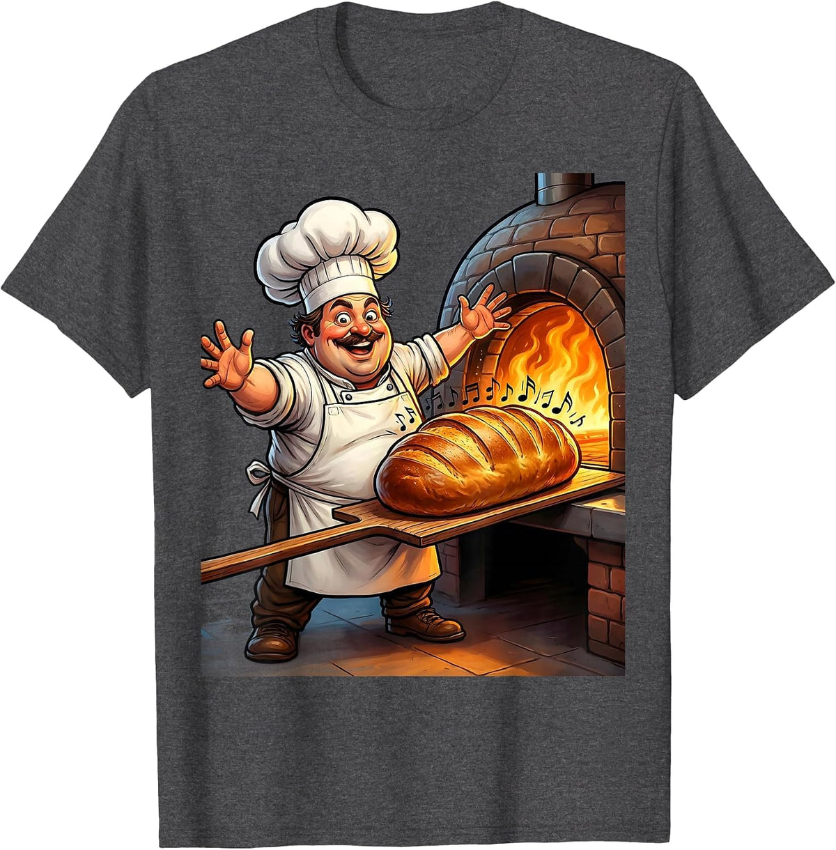 In My Sourdough Era Baker Stone Oven Illustration T-Shirt - Dark Heather Grey