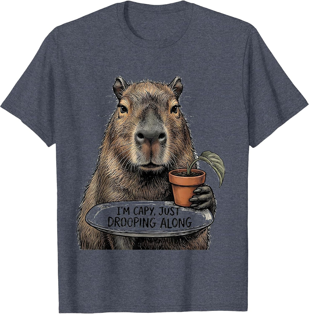 I'm Capy Just Drooping Along Funny Capybara Animal Lover T-Shirt - Heather Blue