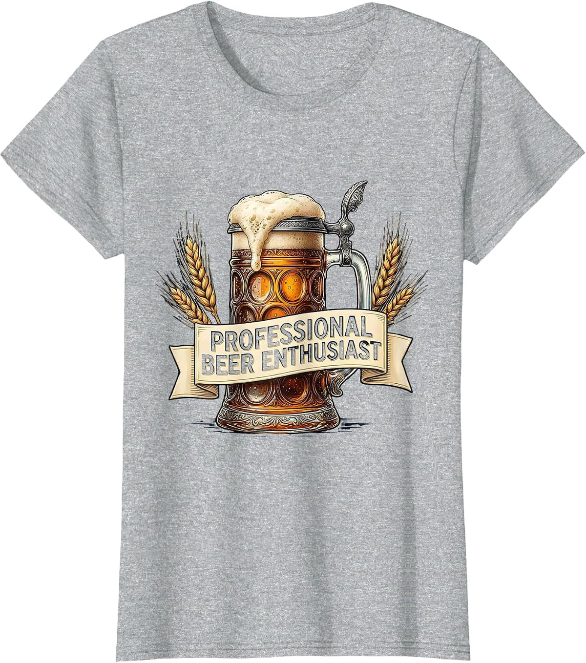 Women's Professional Beer Enthusiast Oktoberfest Design T-Shirt - Heather Grey