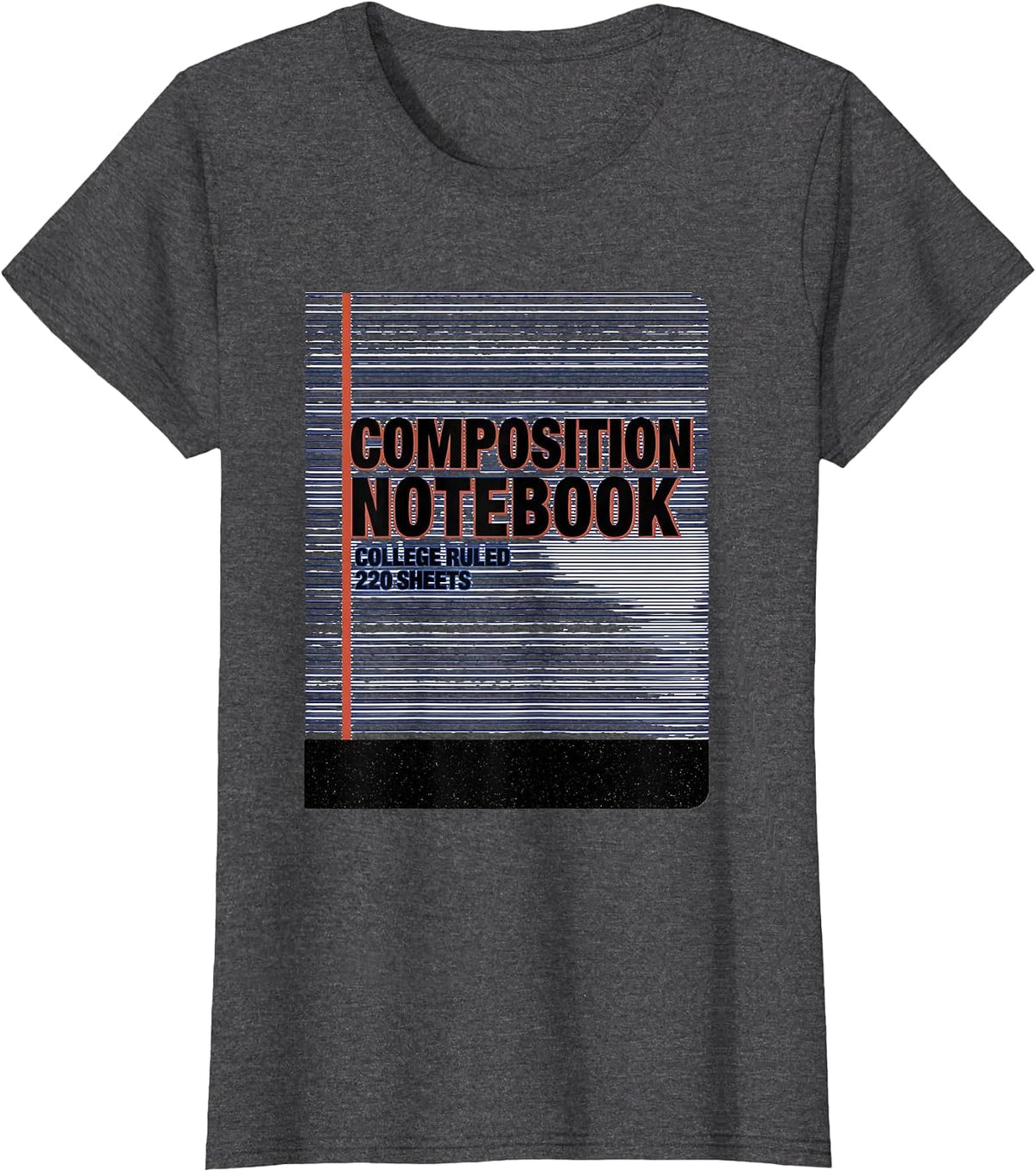 Women's Composition Notebook College Ruled 220 Sheets Teacher T-Shirt - Dark Heather Grey