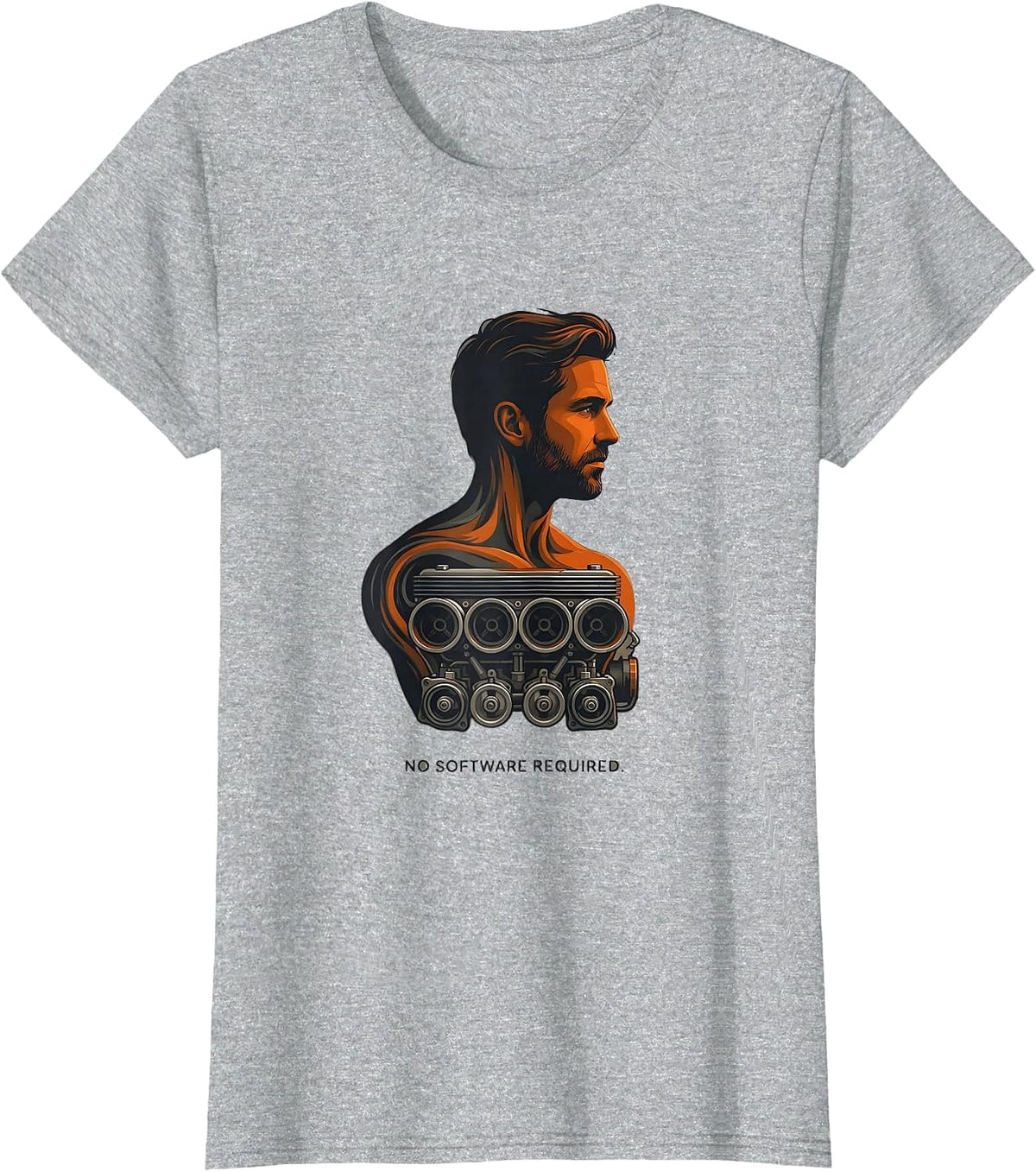 Women's No Software Required Funny Classic Car Grandpa Guy Humor T-Shirt - Heather Grey